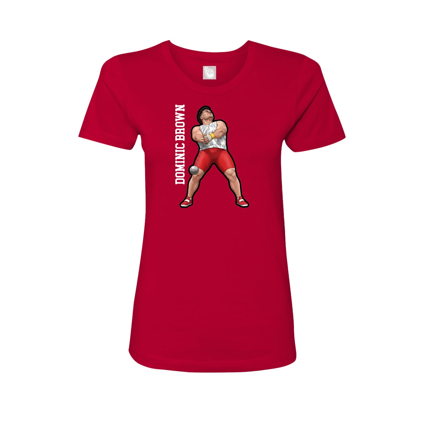 Fitted Women's Tee — Name Vertical in Red