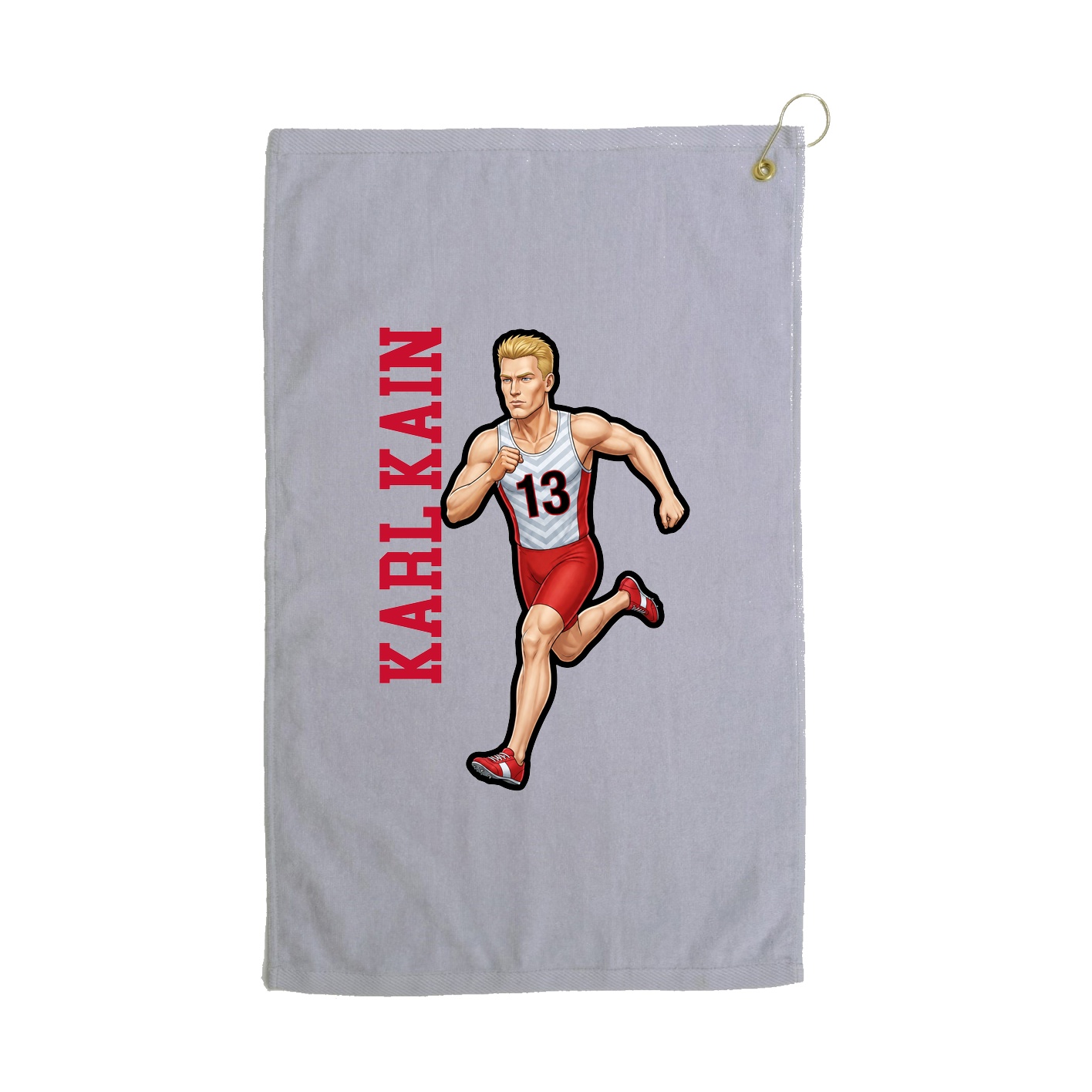 Golf Towel — Name Vertical in Grey