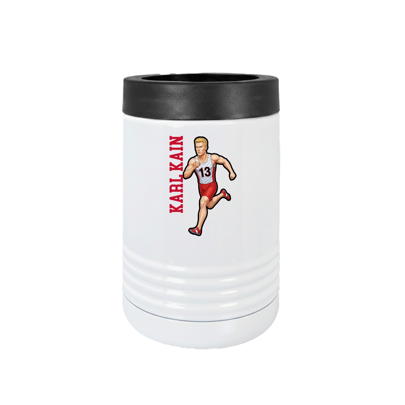 Beverage Holder — Name Vertical in White