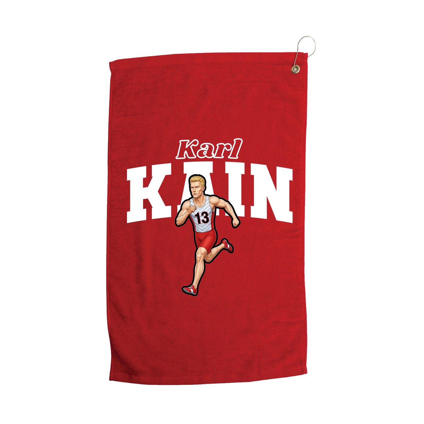 Golf Towel — Name Arch in Red