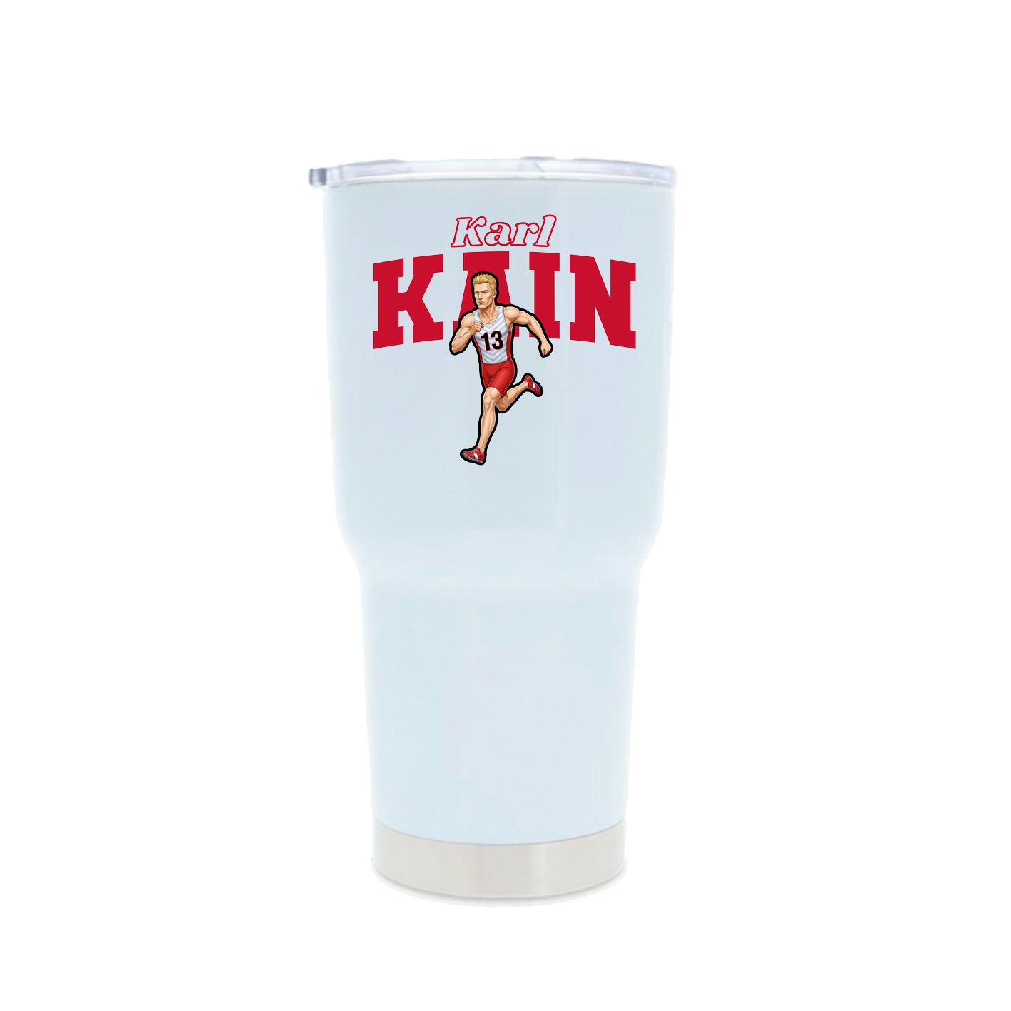 30oz Stainless Steel Tumbler — Name Arch in White