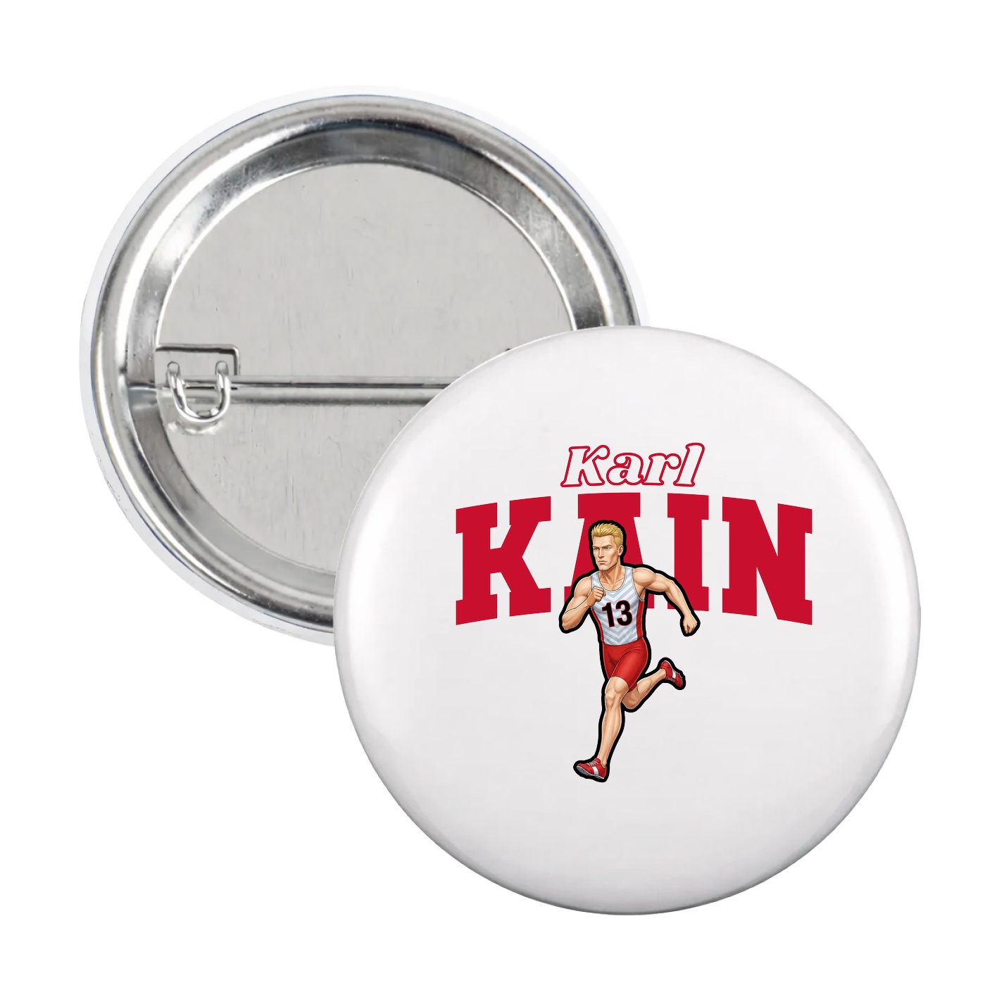 Game Day Button — Name Arch in White