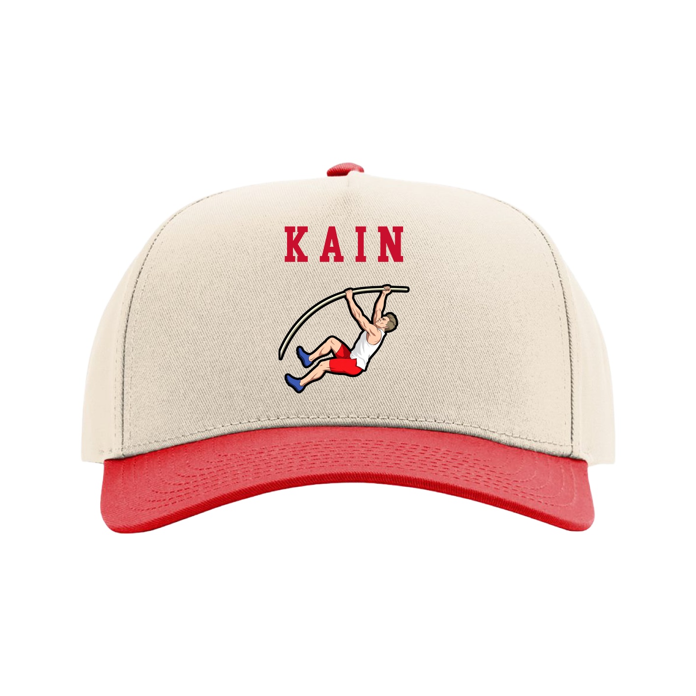 Full Fabric Five-Panel Champ Cap — Shirsey in Cream/Red