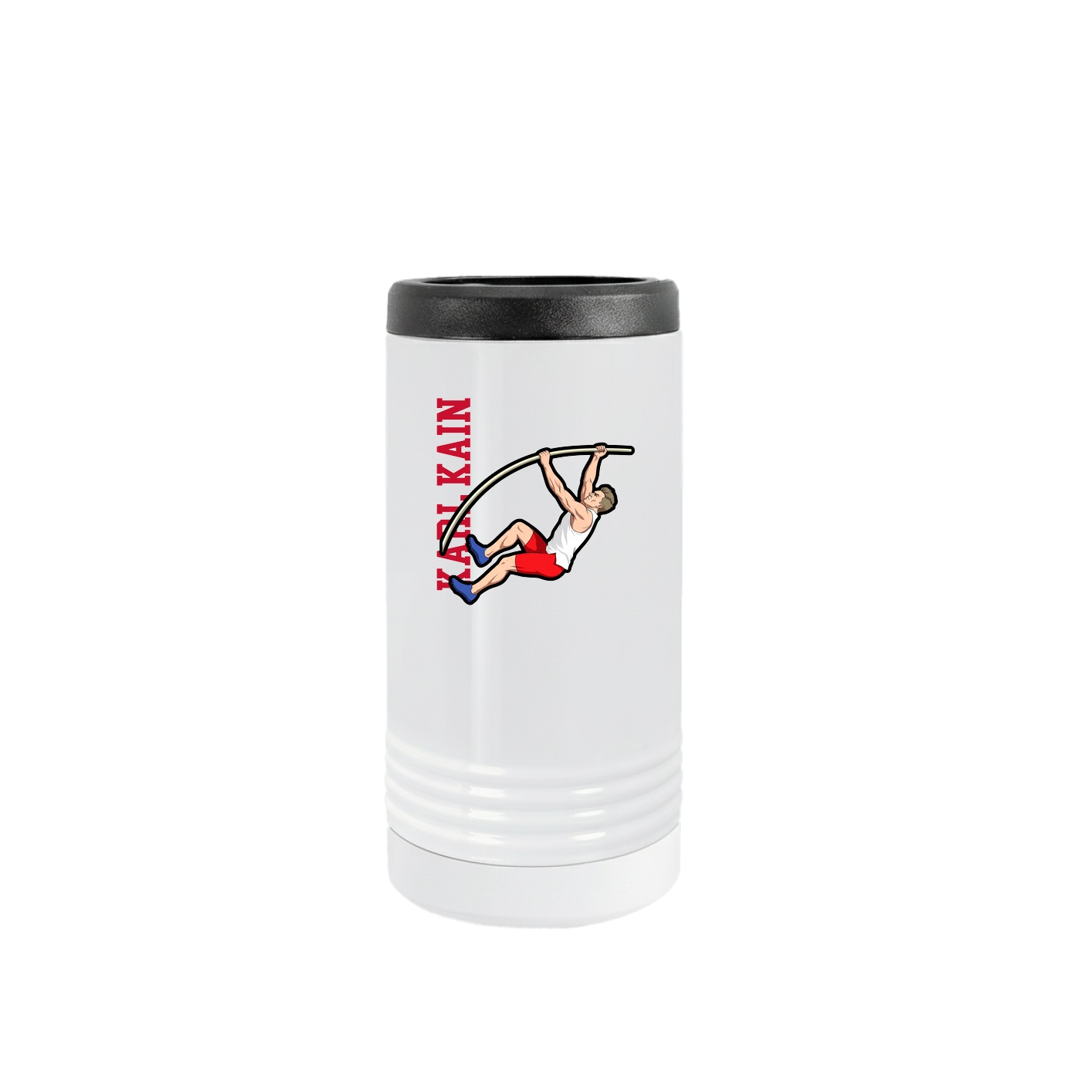 Slim Beverage Holder — Name Vertical in White