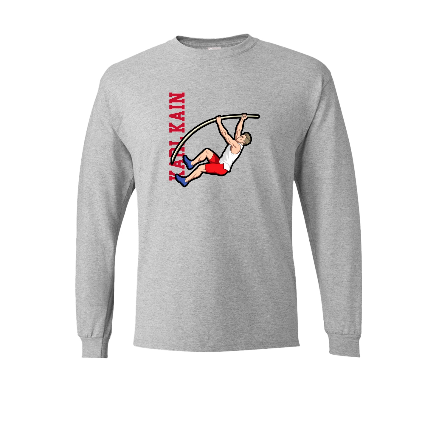 Long Sleeve Tee — Name Vertical in Grey