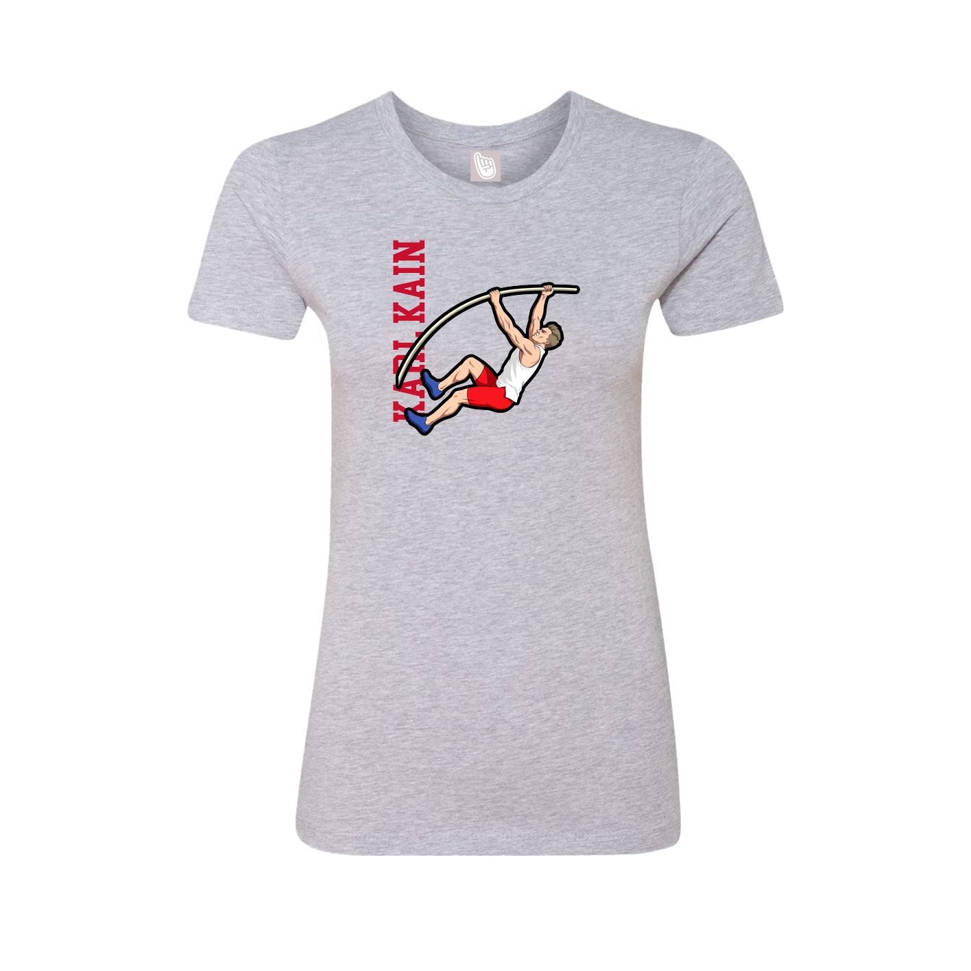 Fitted Women's Tee — Name Vertical in Grey