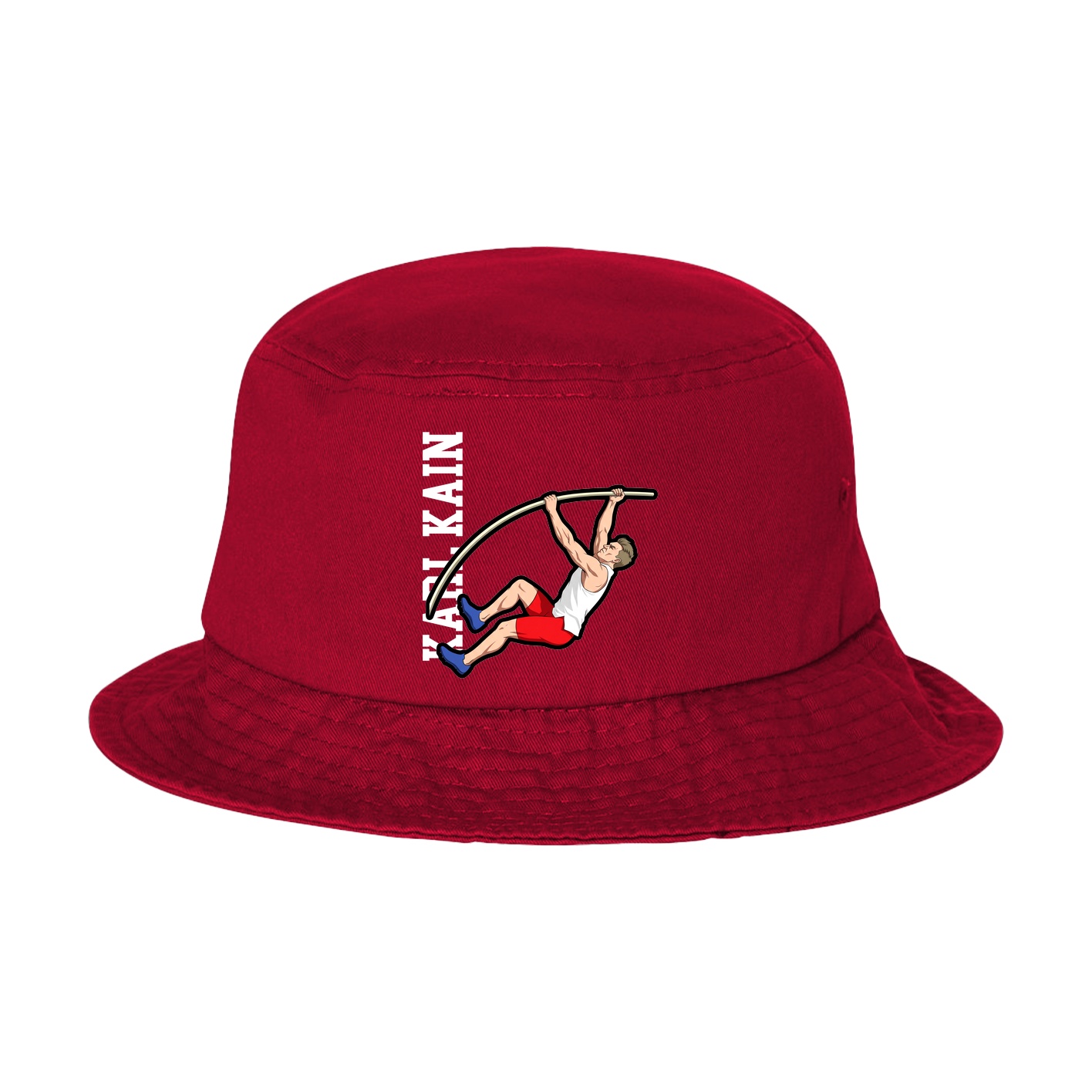 Bucket Cap — Name Vertical in Red
