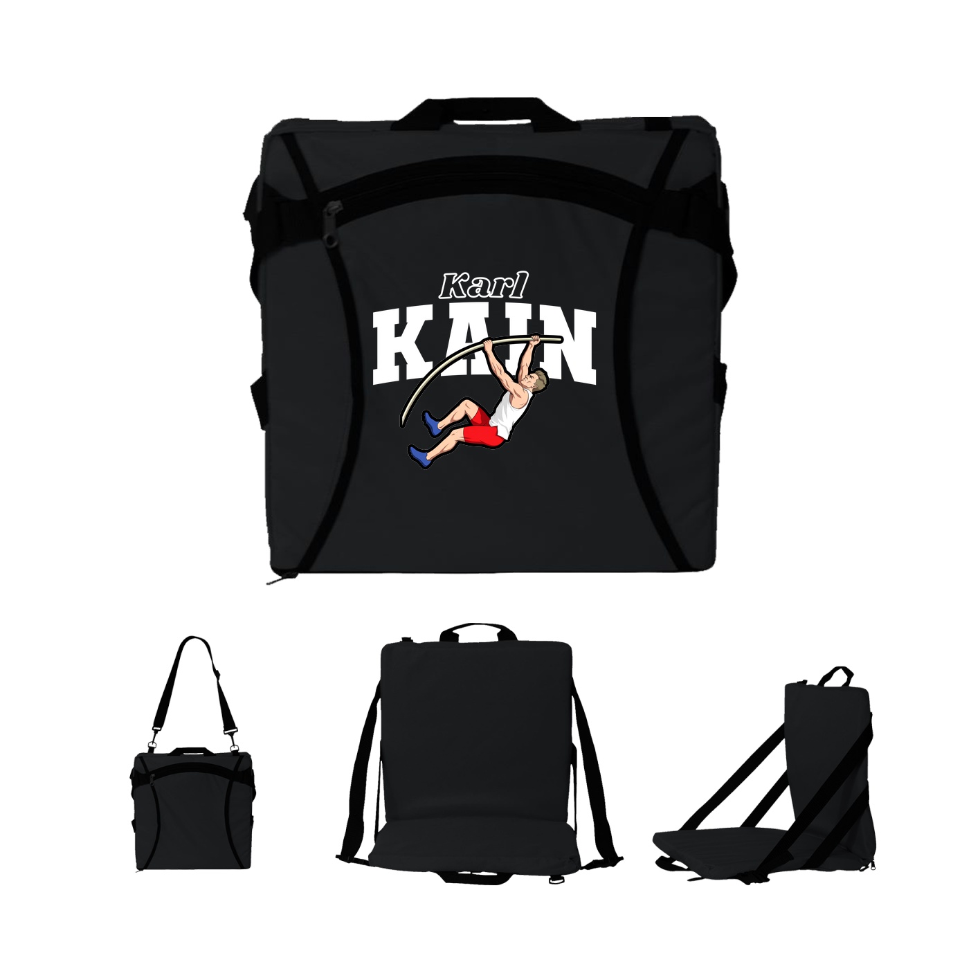 Folding Stadium Seat — Name Arch in Black