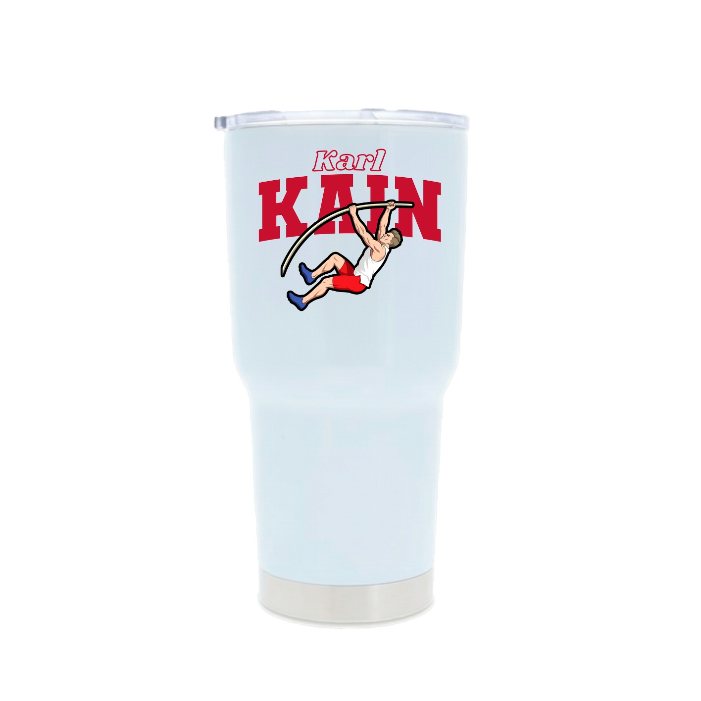 30oz Stainless Steel Tumbler — Name Arch in White