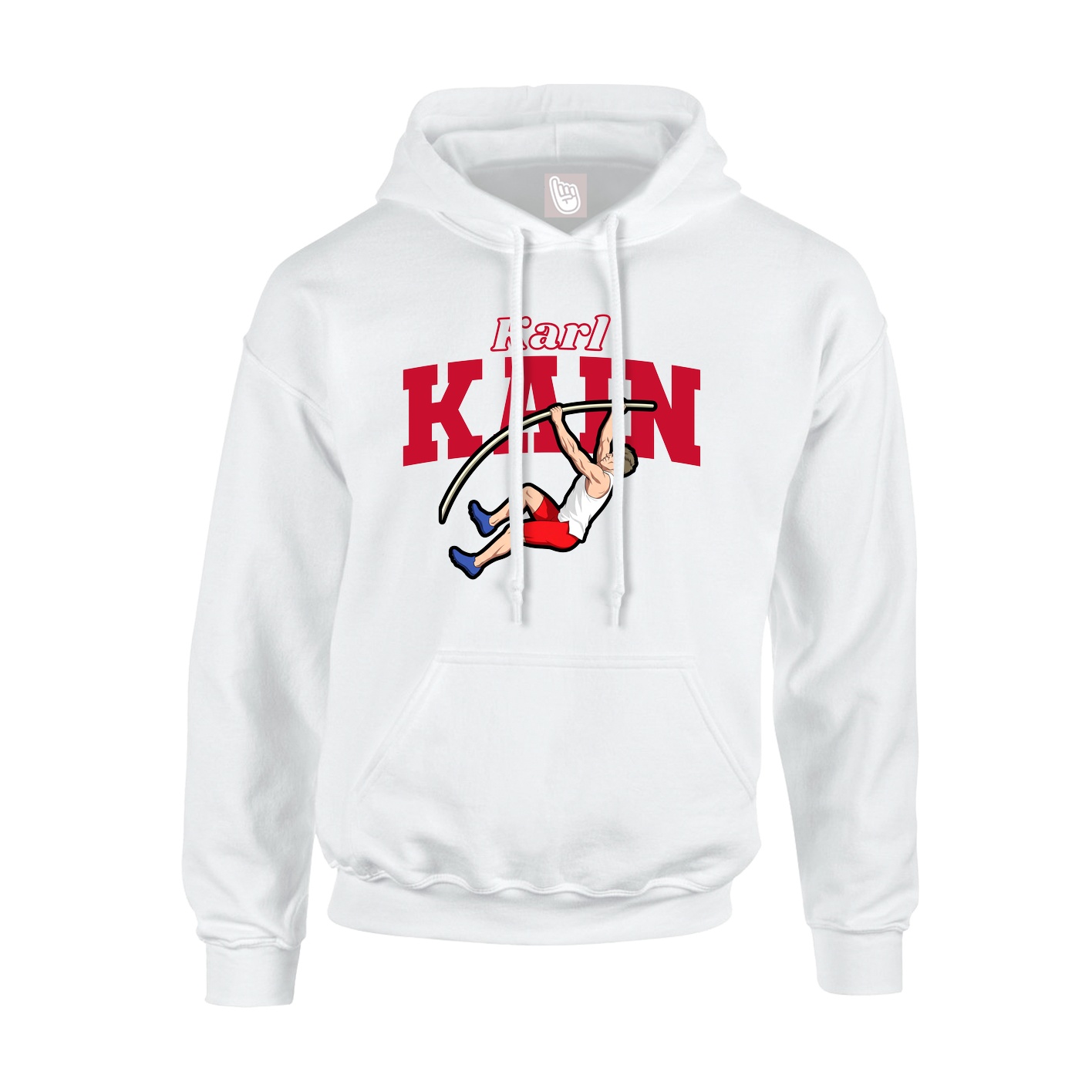 Youth Hoodie — Name Arch in White