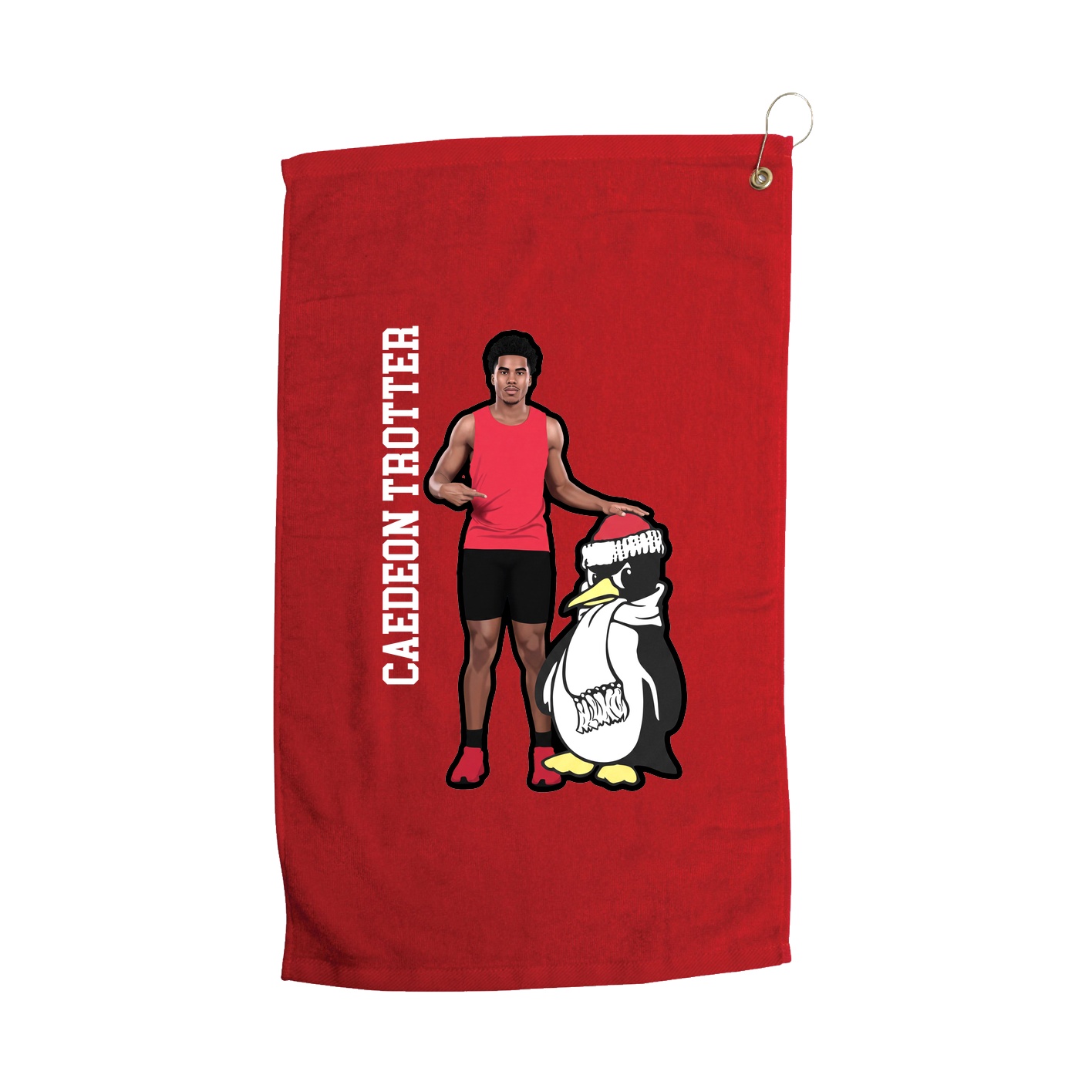 Golf Towel — Name Vertical in Red