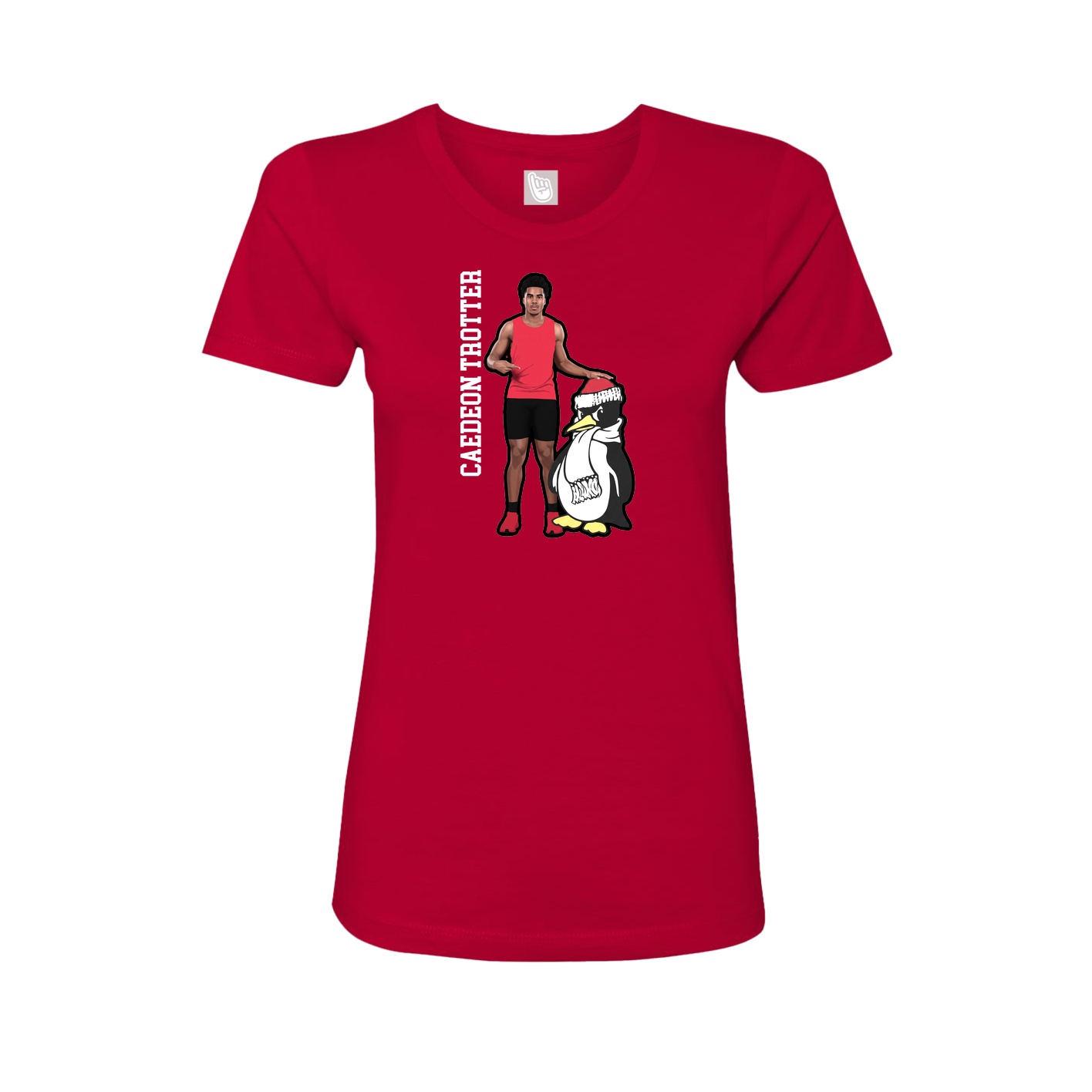 Fitted Women's Tee — Name Vertical in Red
