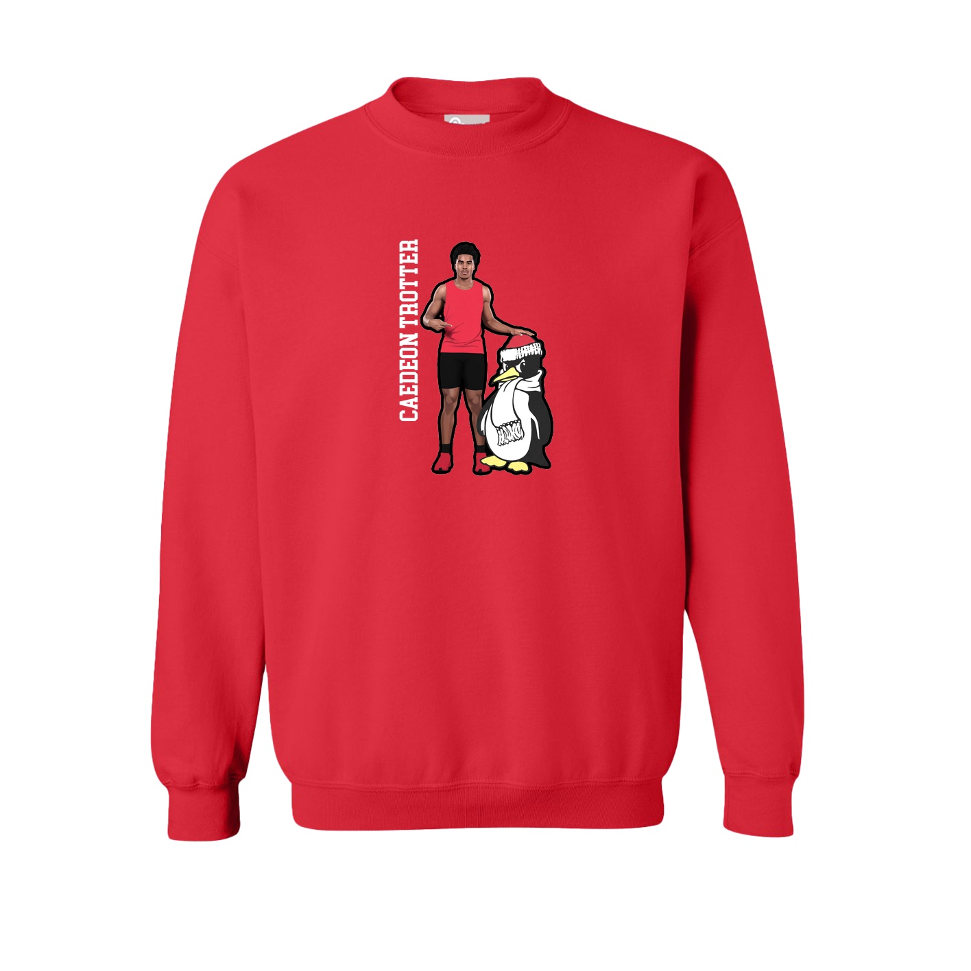 Fleece Crew — Name Vertical in Red