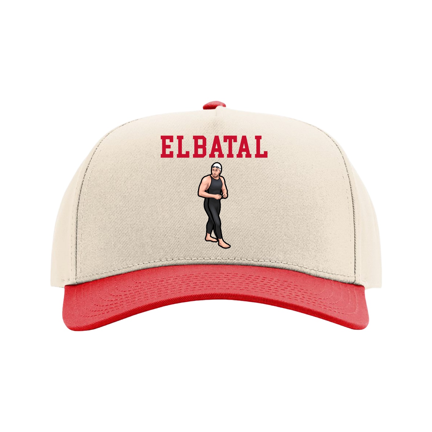 Full Fabric Five-Panel Champ Cap — Shirsey in Cream/Red