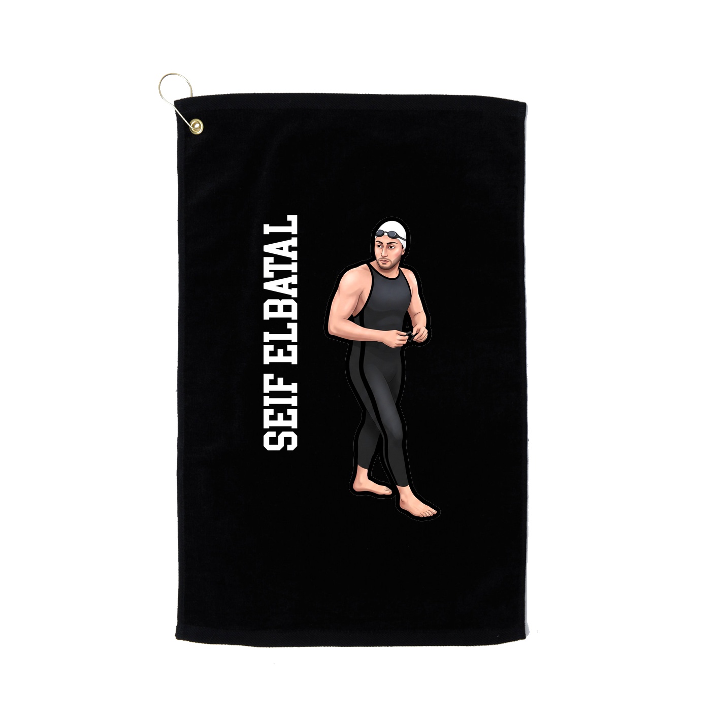 Golf Towel — Name Vertical in Black