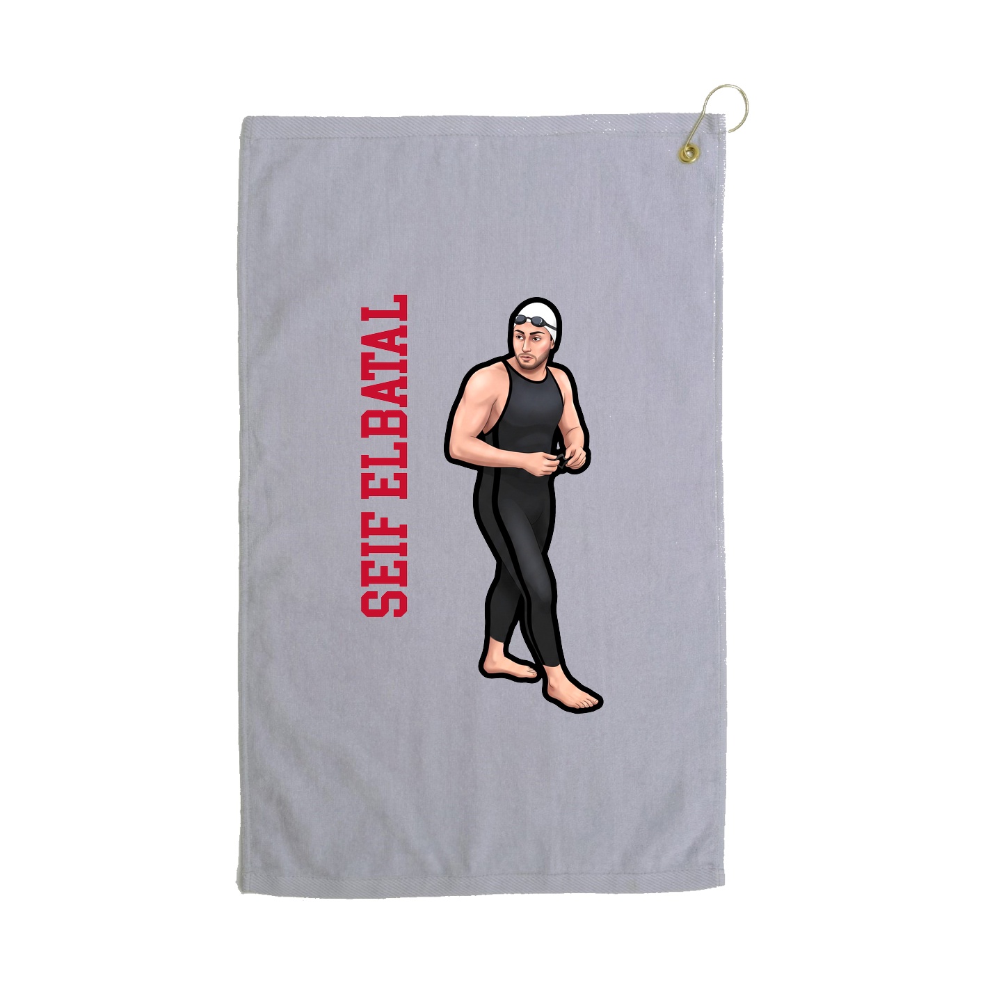 Golf Towel — Name Vertical in Grey