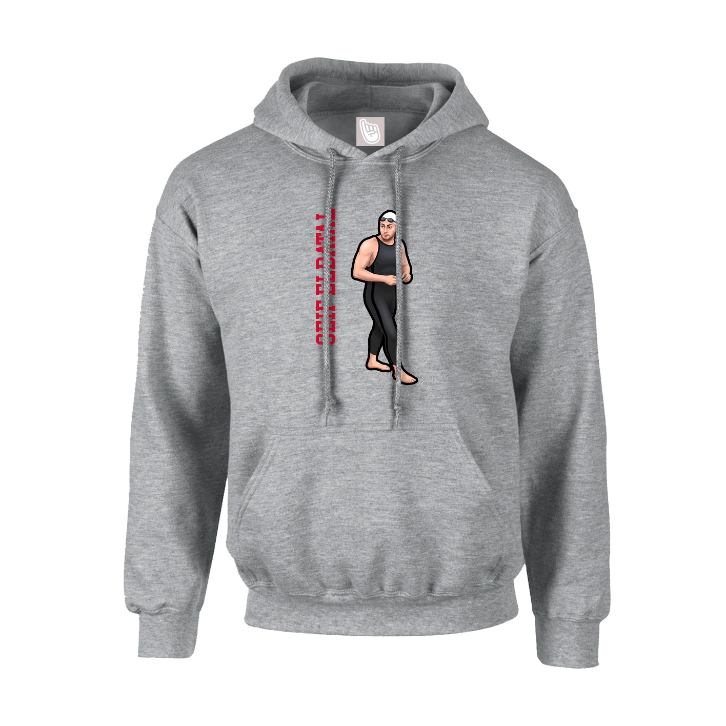 Hoodie — Name Vertical in Grey