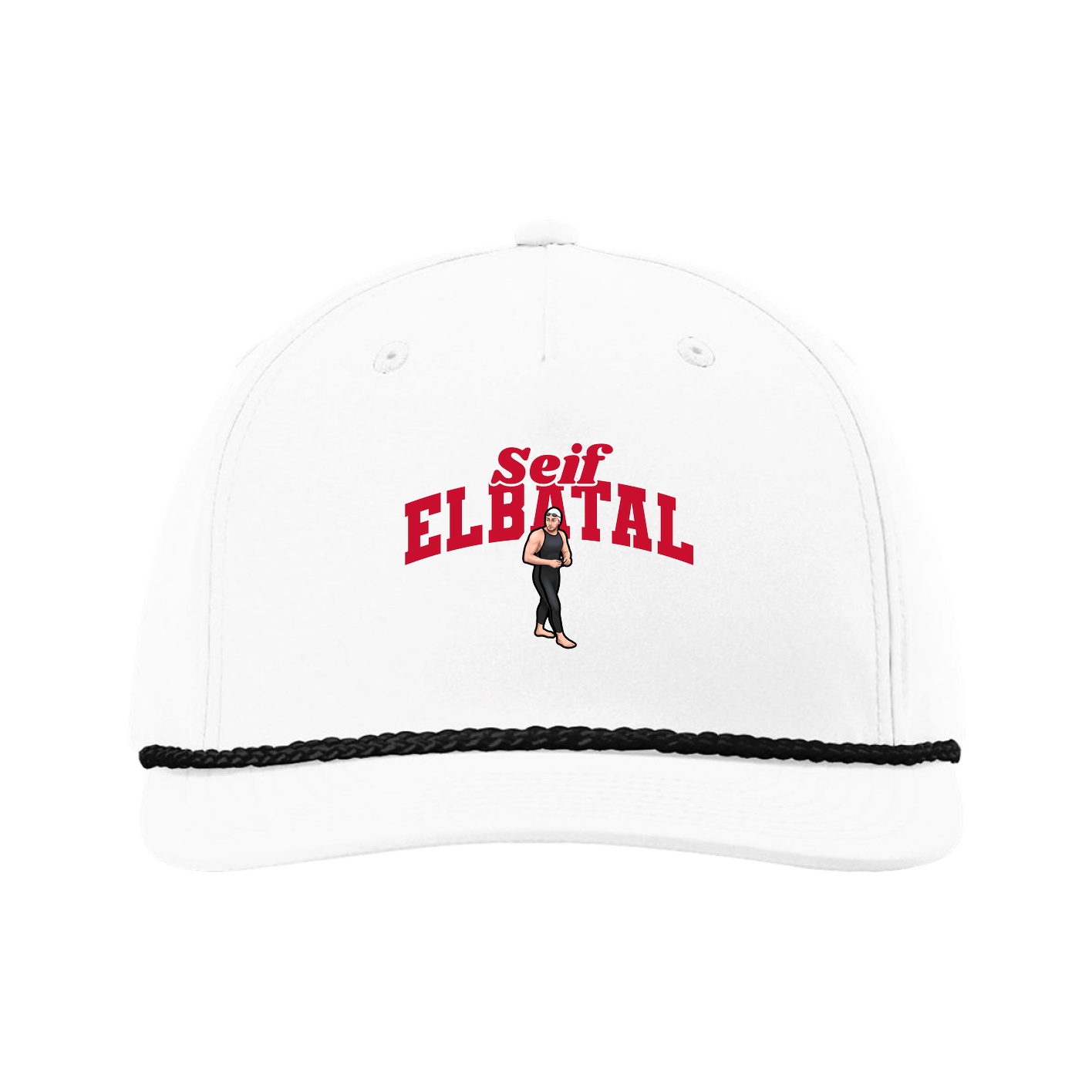 Five-Panel Classic Rope Cap — Signature Arch in White
