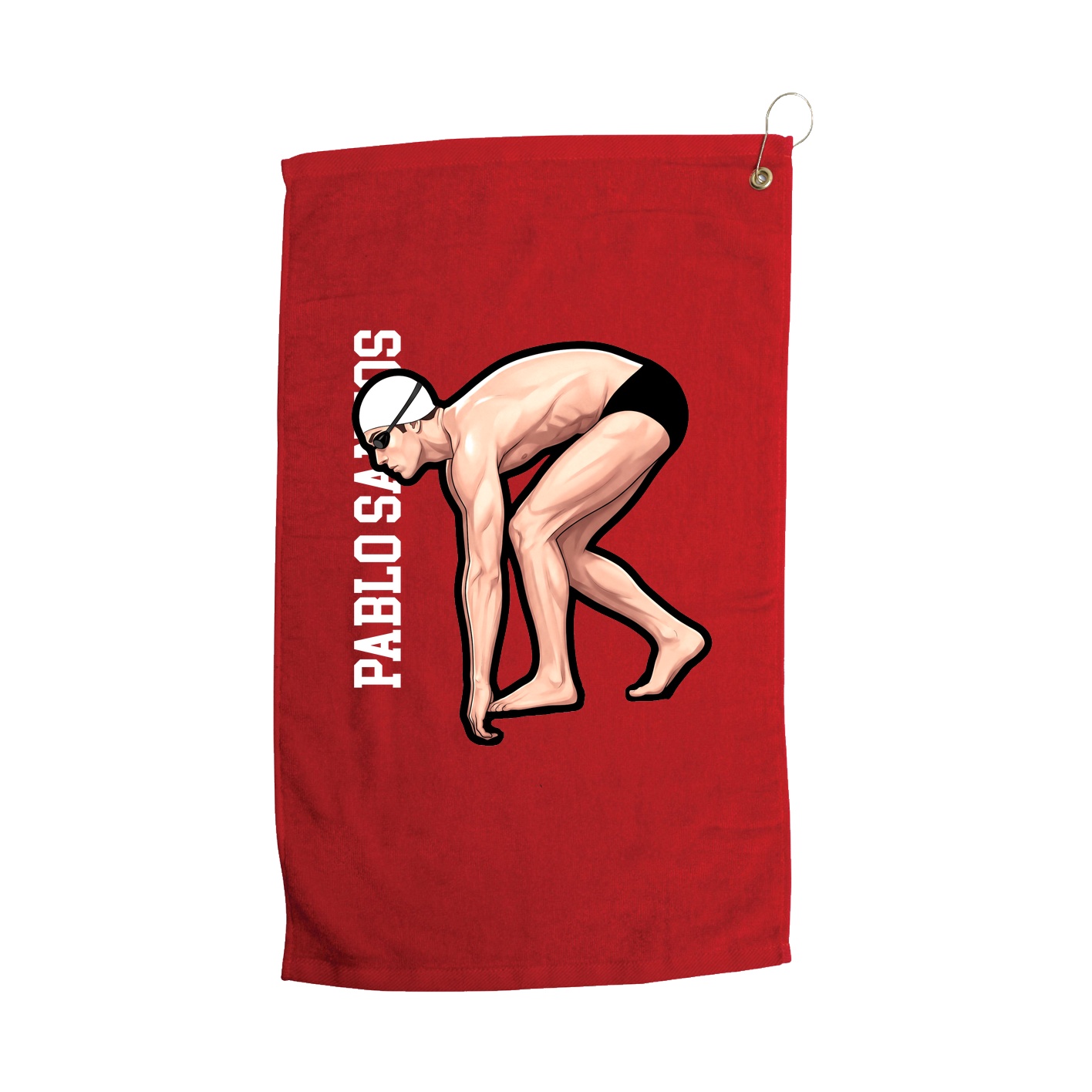 Golf Towel — Name Vertical in Red