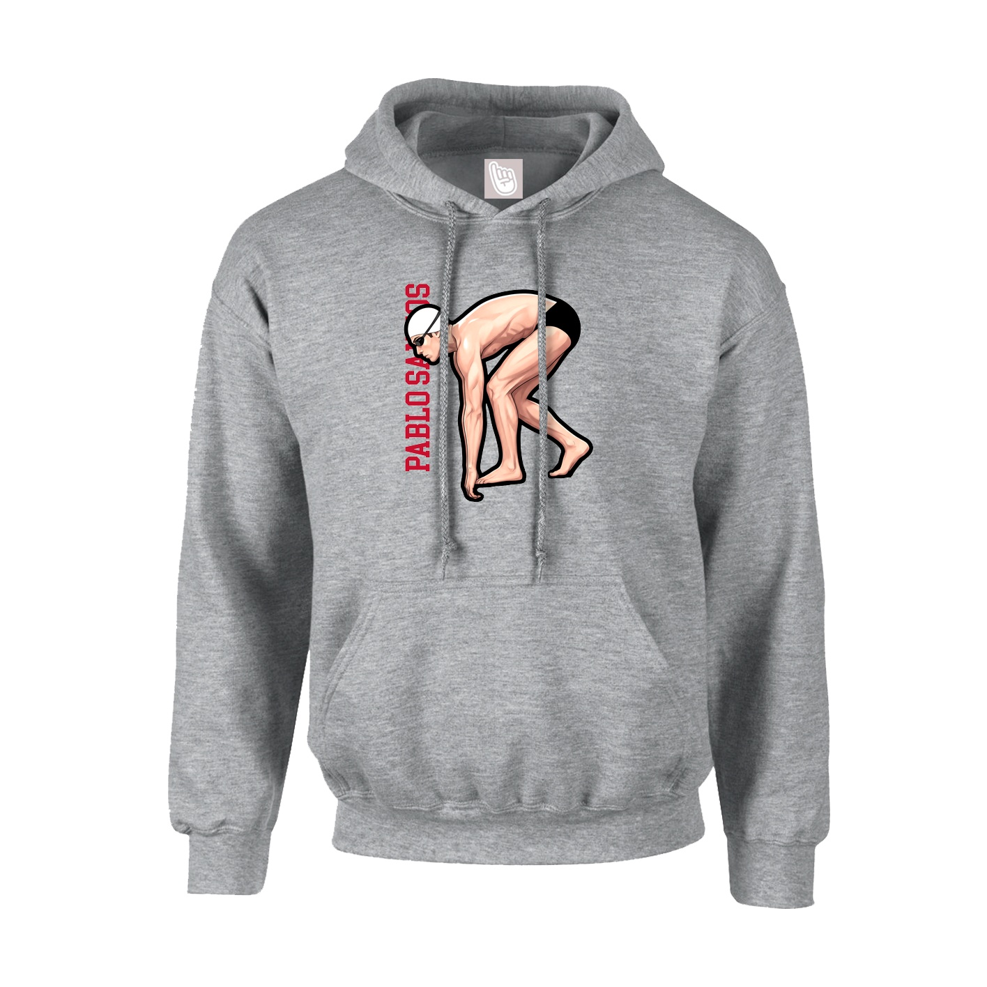 Hoodie — Name Vertical in Grey