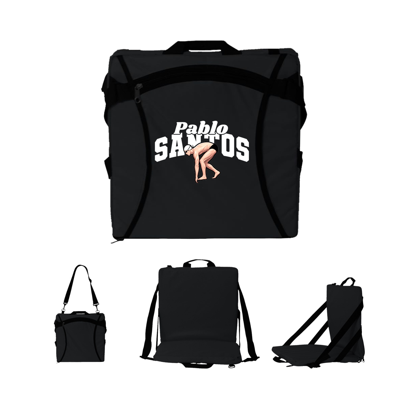 Folding Stadium Seat — Signature Arch in Black