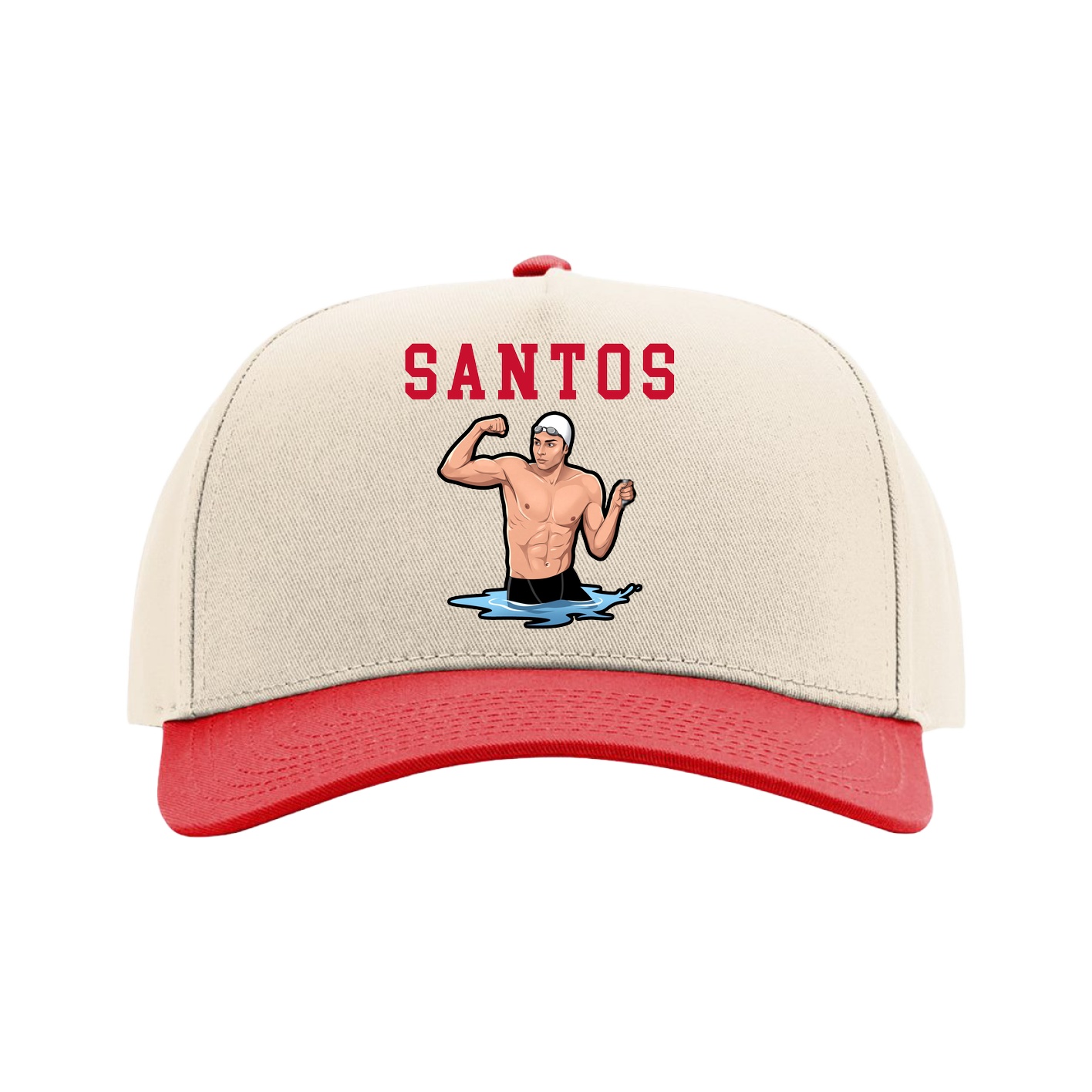 Full Fabric Five-Panel Champ Cap — Shirsey in Cream/Red