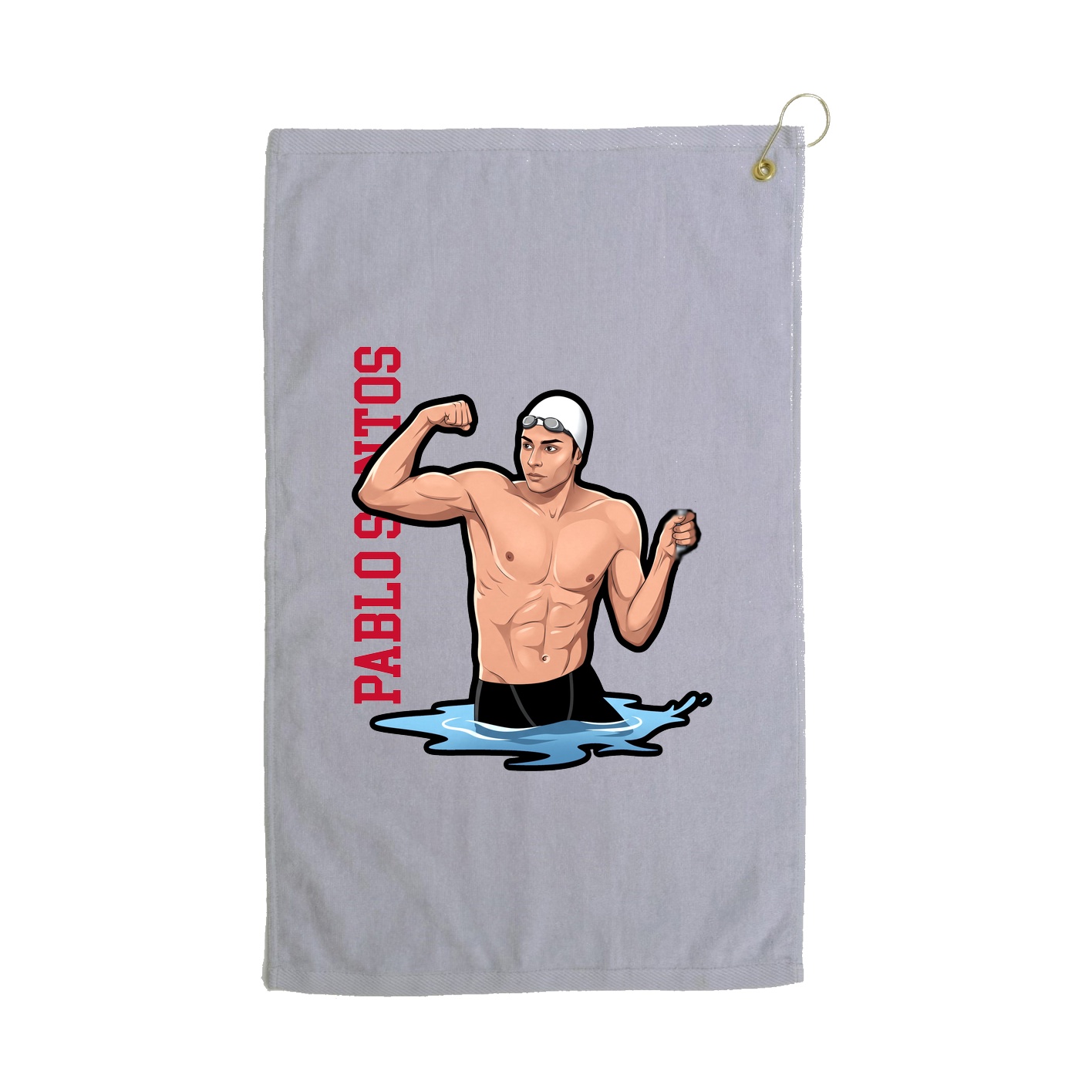 Golf Towel — Name Vertical in Grey