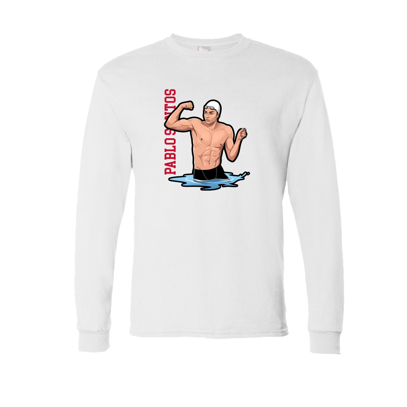 Long Sleeve Tee — Name Vertical in White