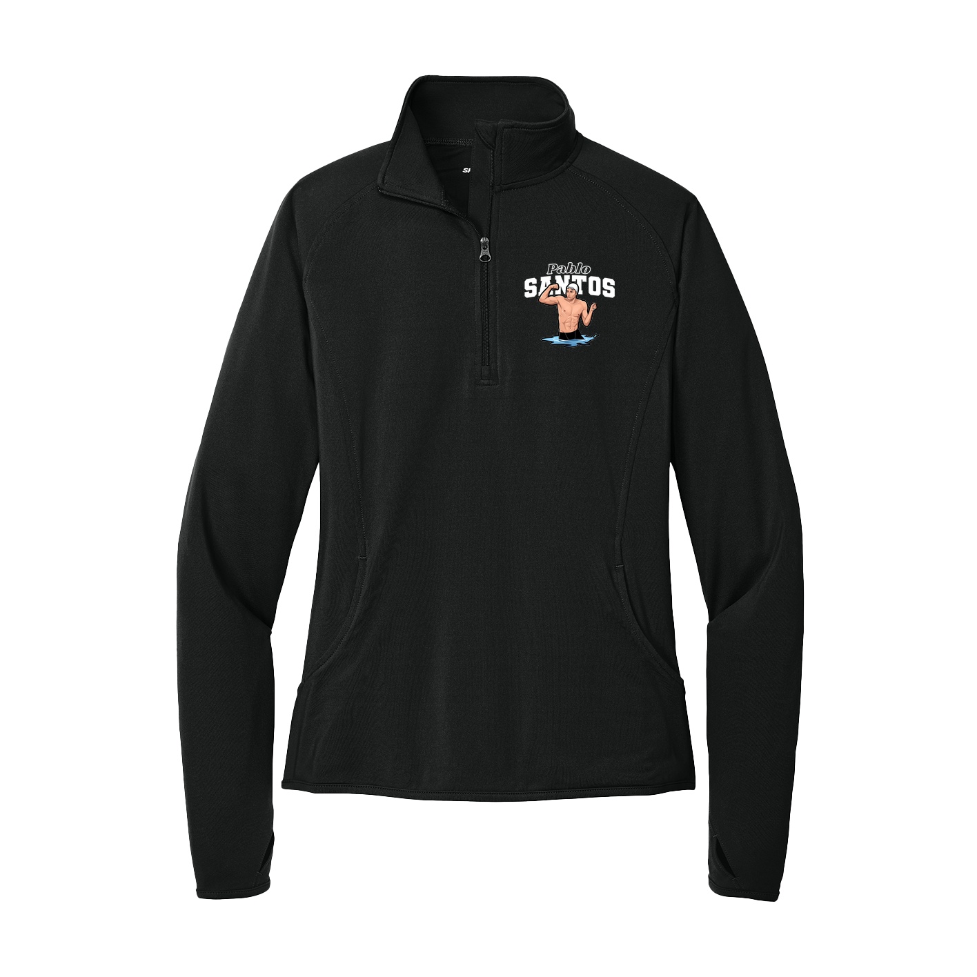 Women's Q-Zip Pullover — Name Arch in Black