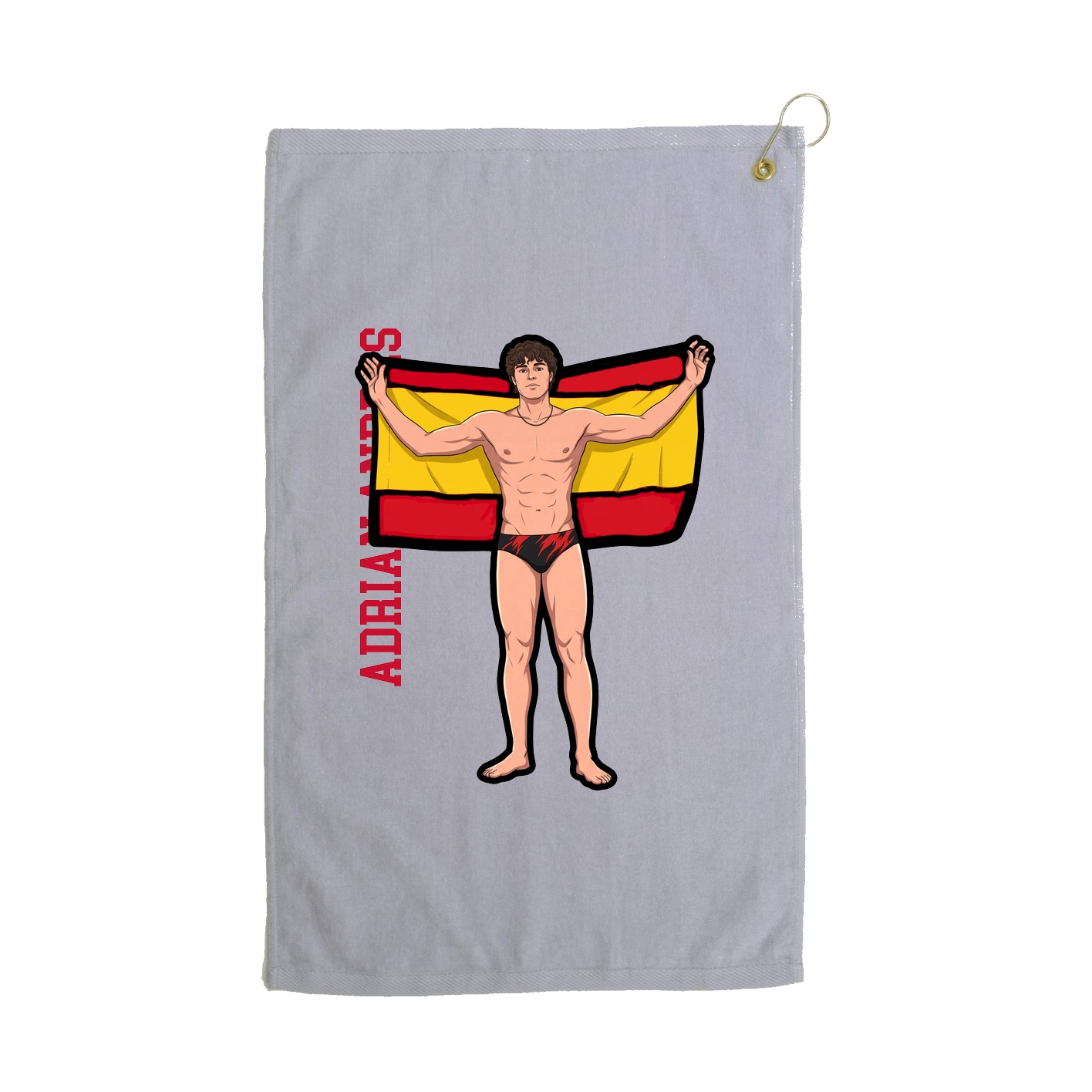 Golf Towel — Name Vertical in Grey