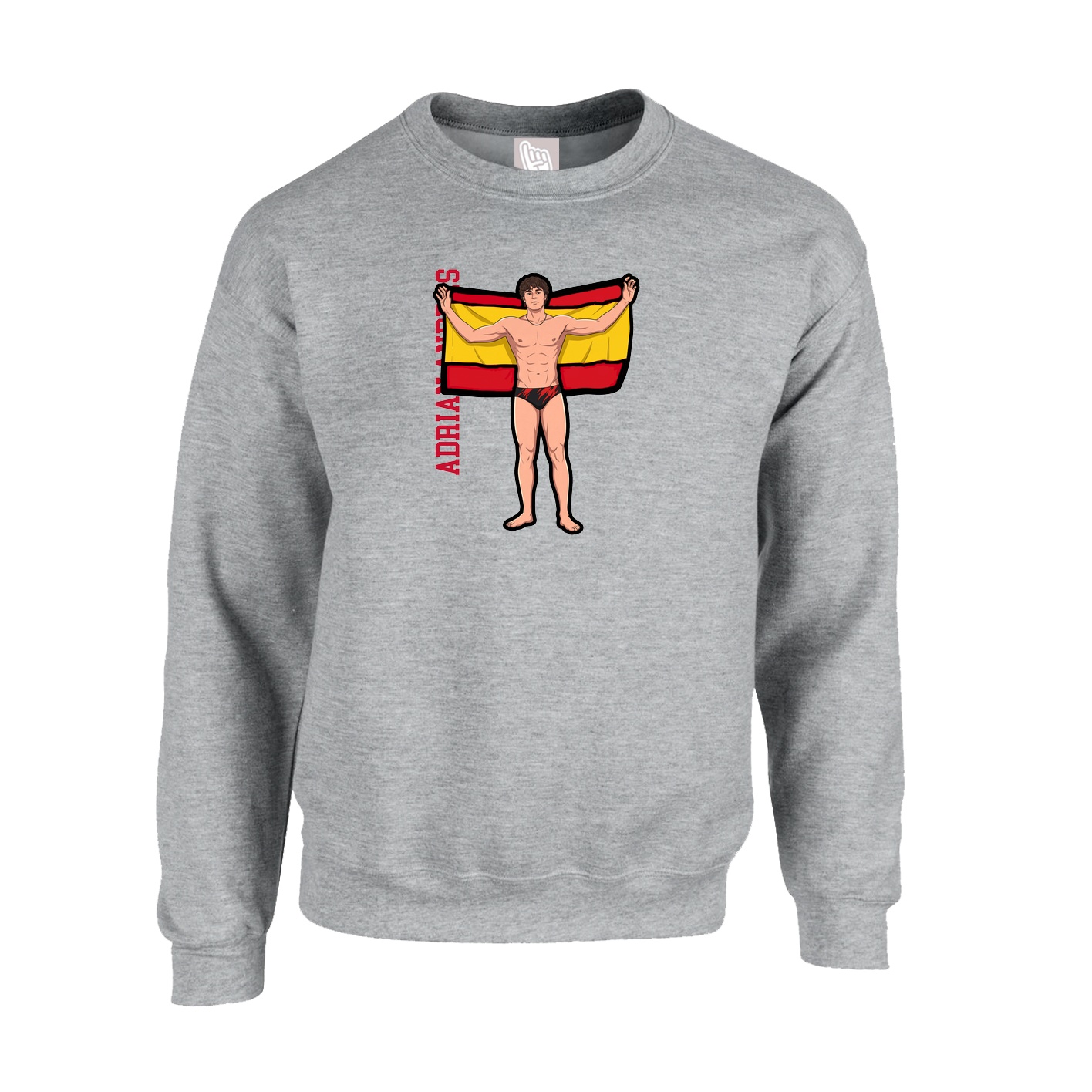 Fleece Crew — Name Vertical in Grey