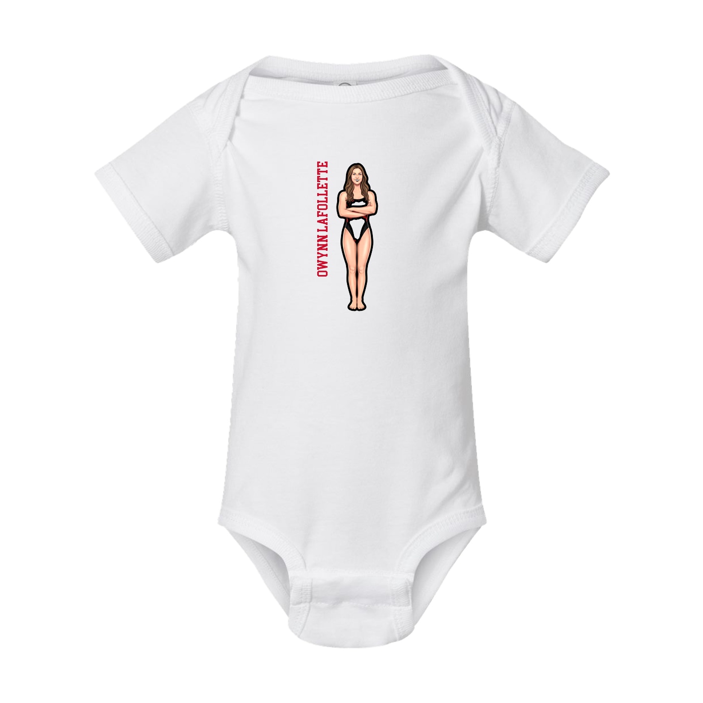 Baby Onesie — Name Vertical in White