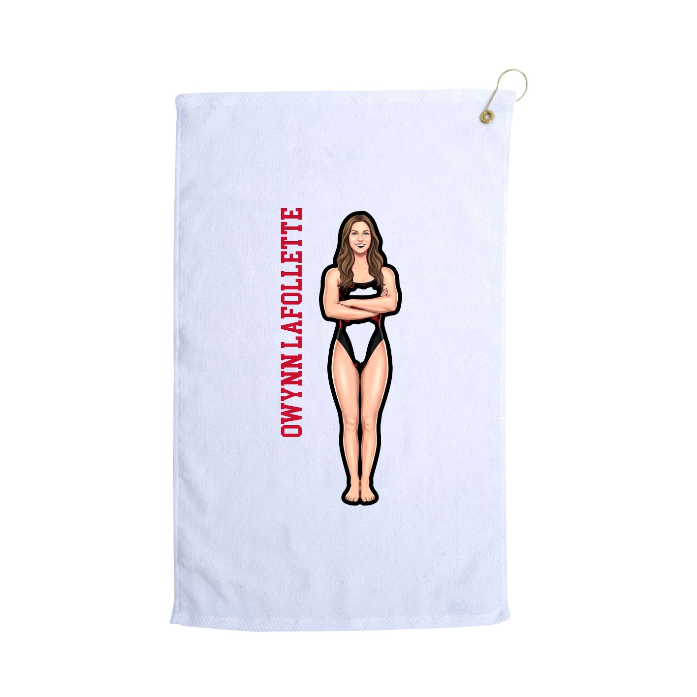 Golf Towel — Name Vertical in White