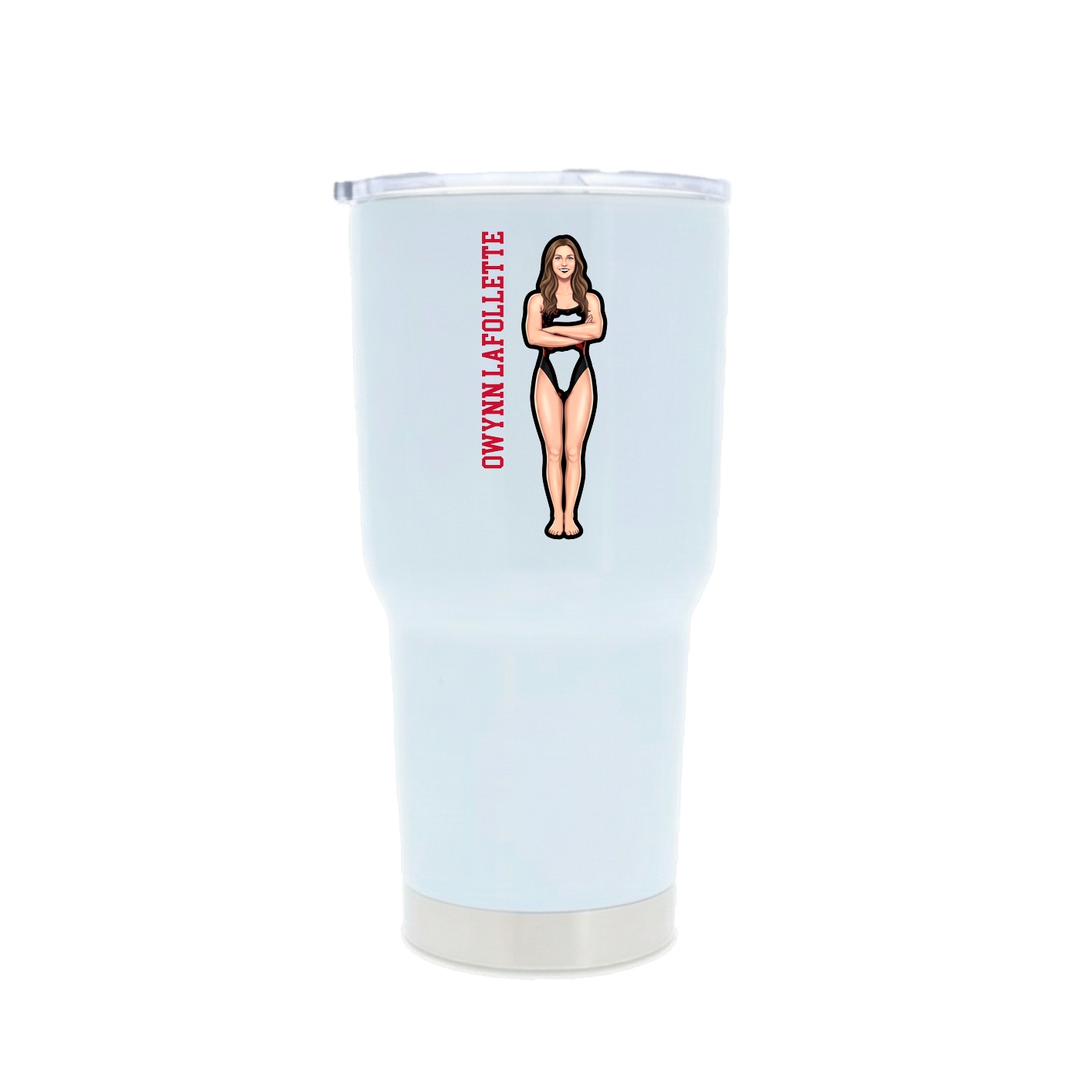 30oz Stainless Steel Tumbler — Name Vertical in White