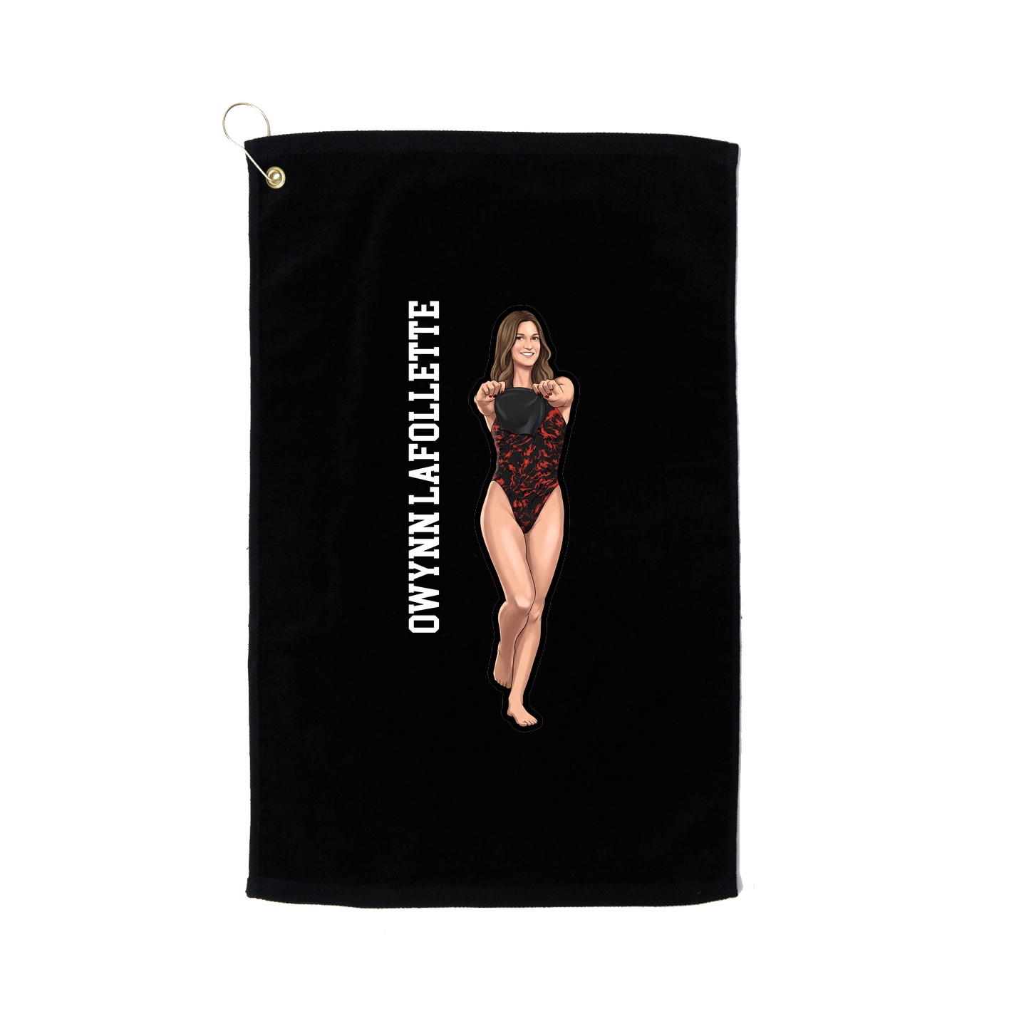 Golf Towel — Name Vertical in Black