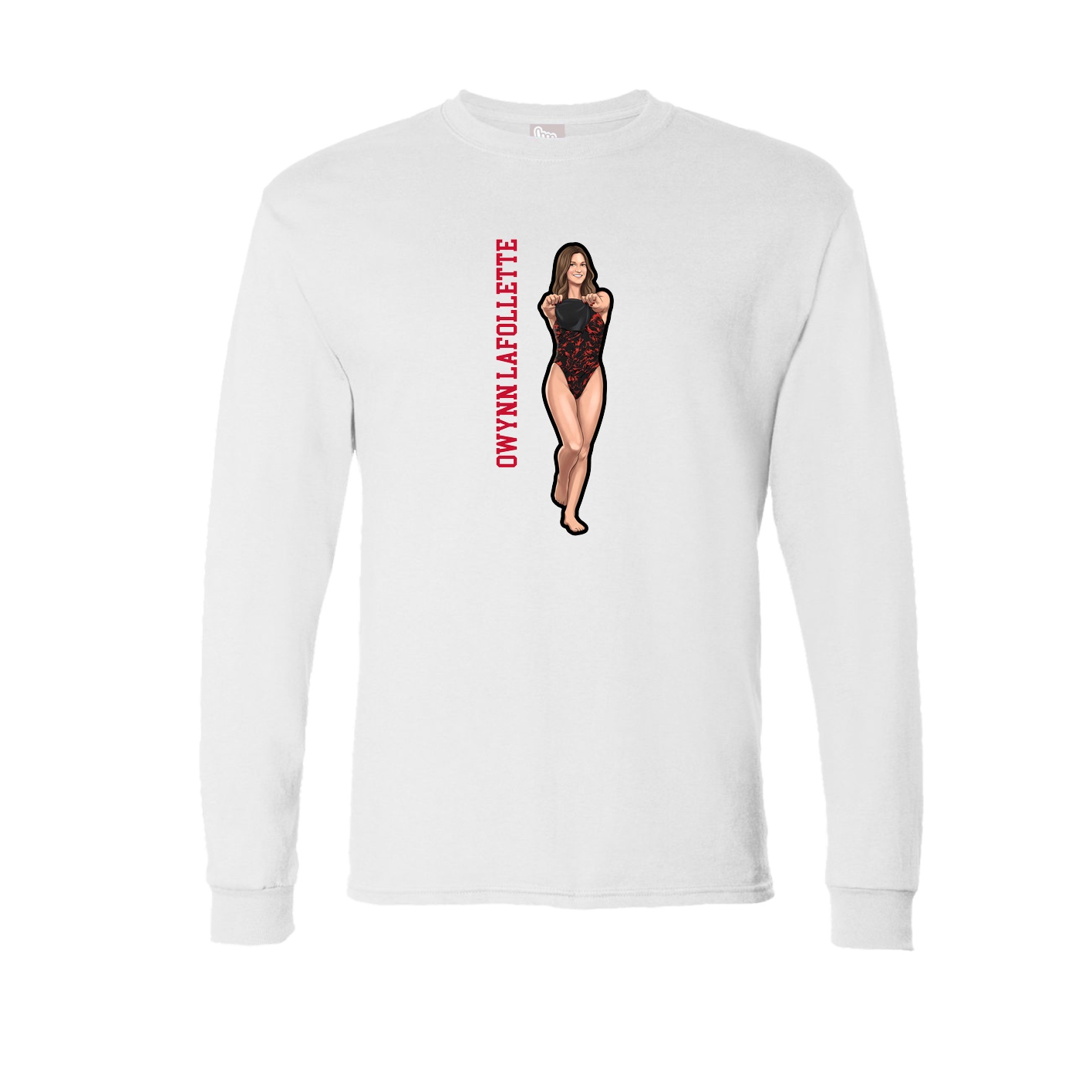 Long Sleeve Tee — Name Vertical in White