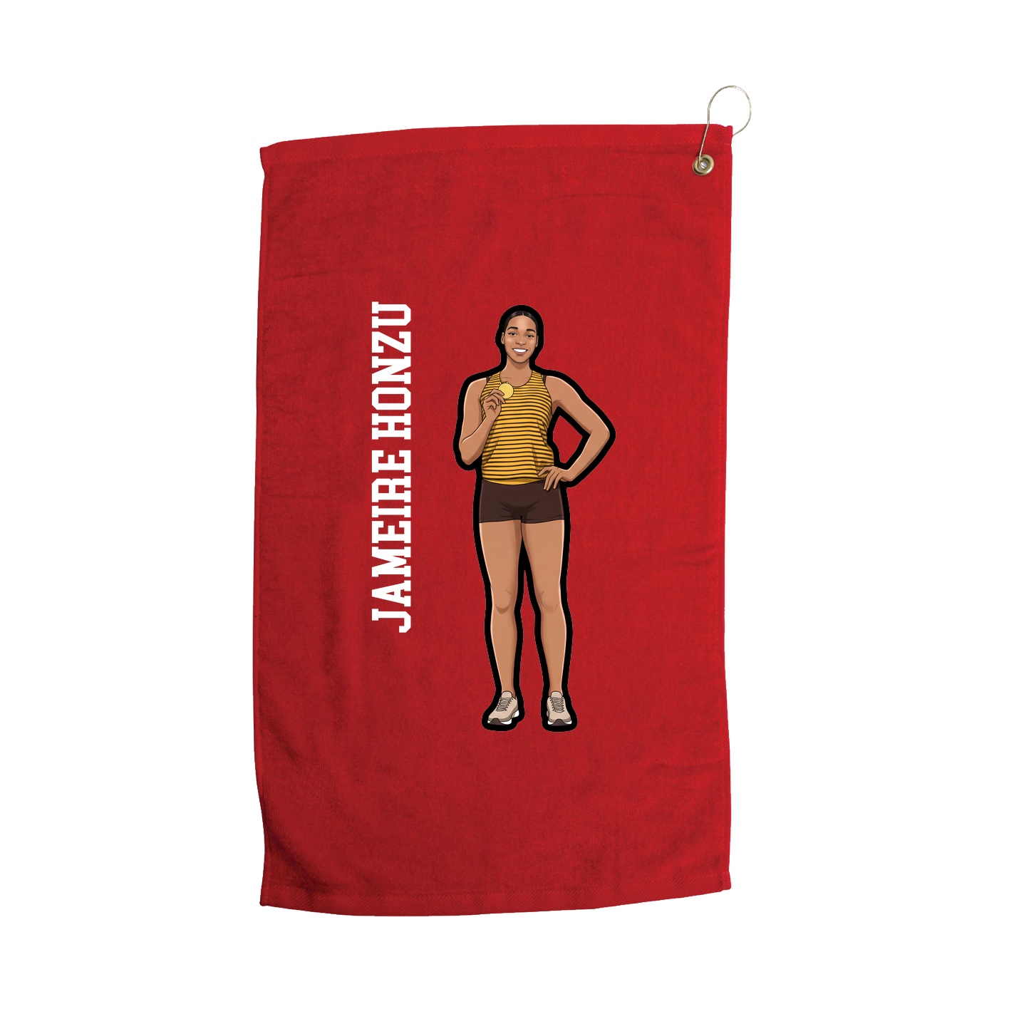 Golf Towel — Name Vertical in Red