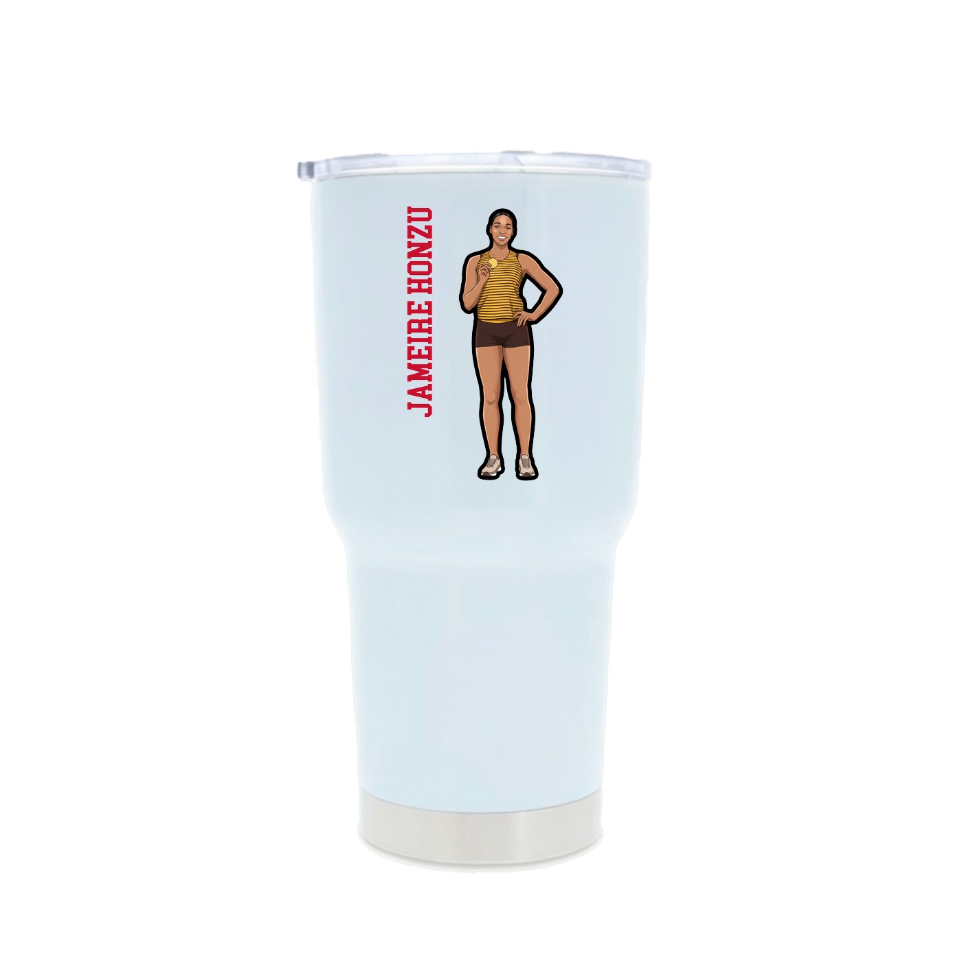30oz Stainless Steel Tumbler — Name Vertical in White