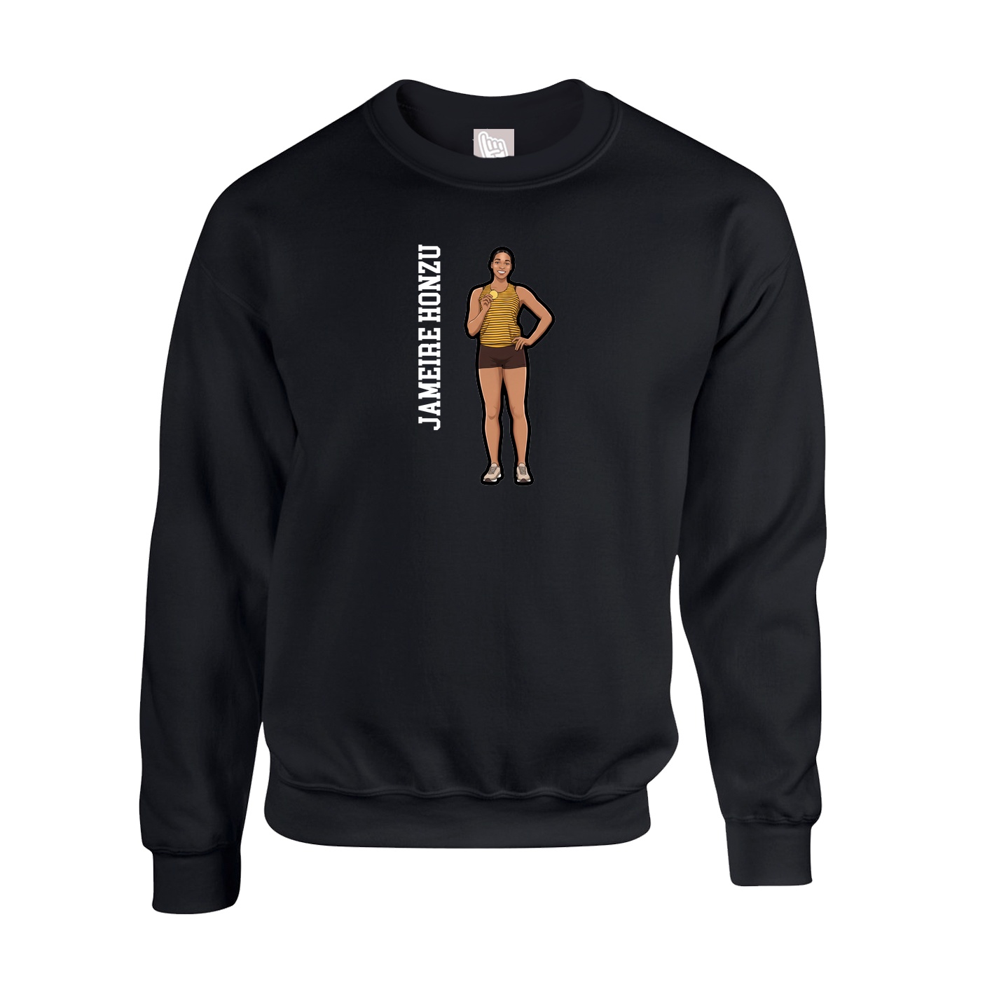 Fleece Crew — Name Vertical in Black