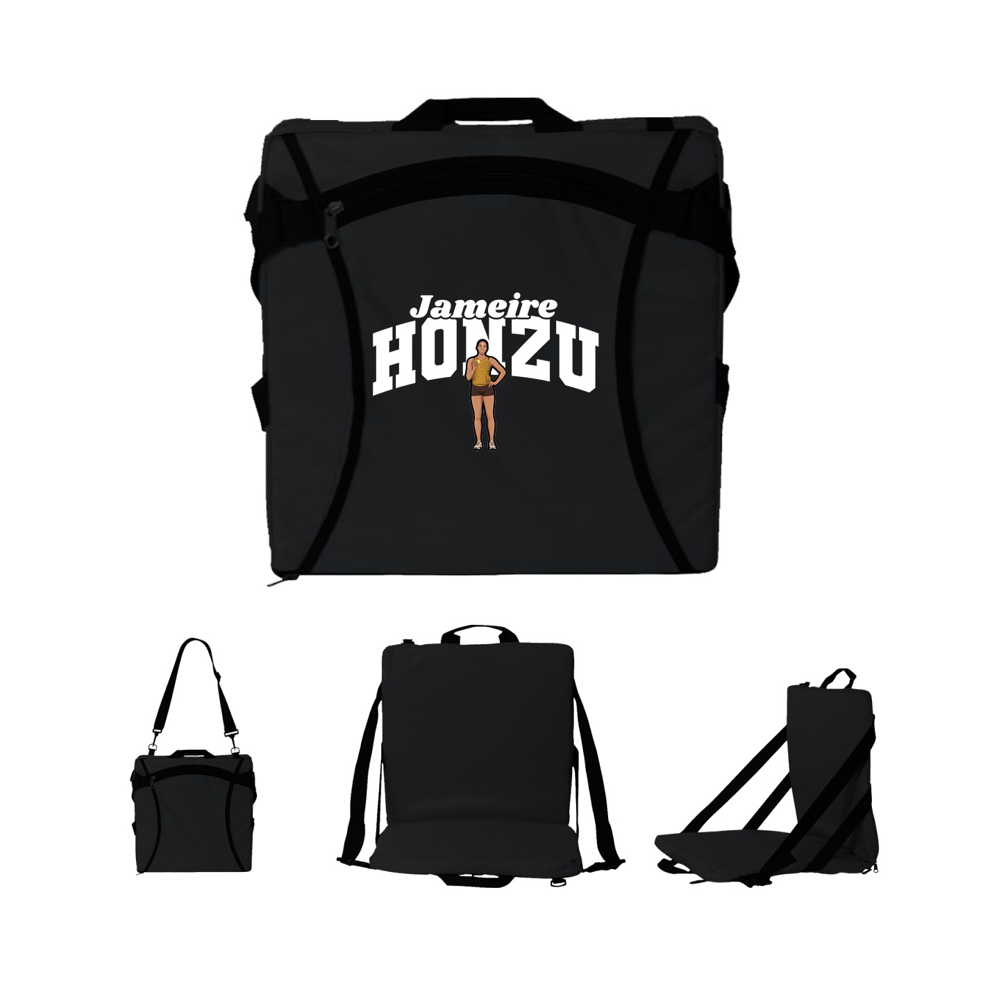Folding Stadium Seat — Signature Arch in Black
