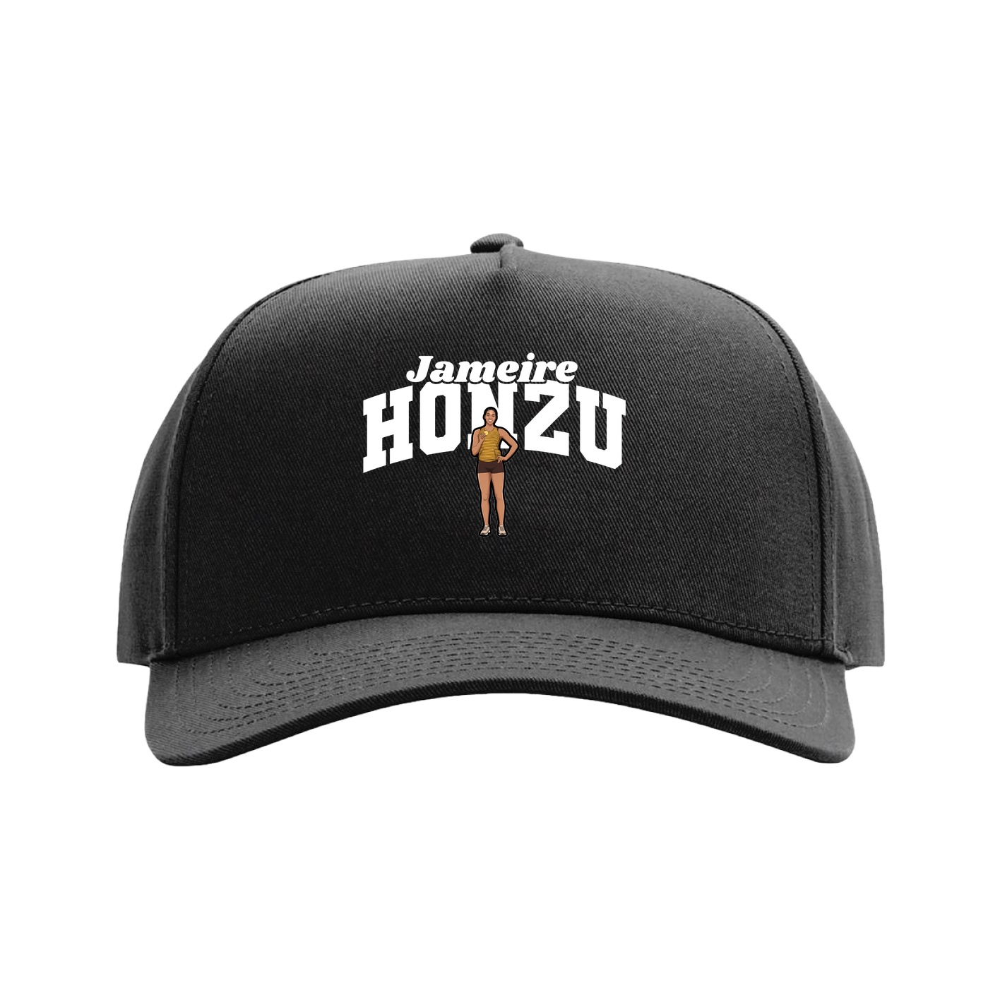 Full Fabric Five-Panel Champ Cap — Signature Arch in Black