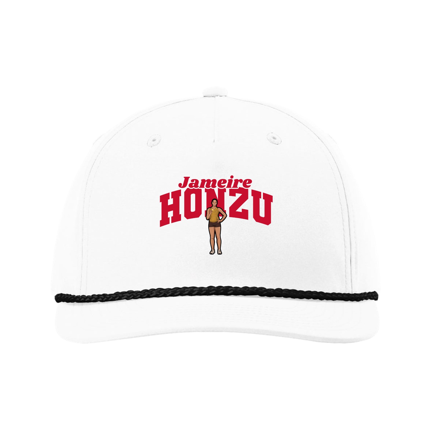Five-Panel Classic Rope Cap — Signature Arch in White