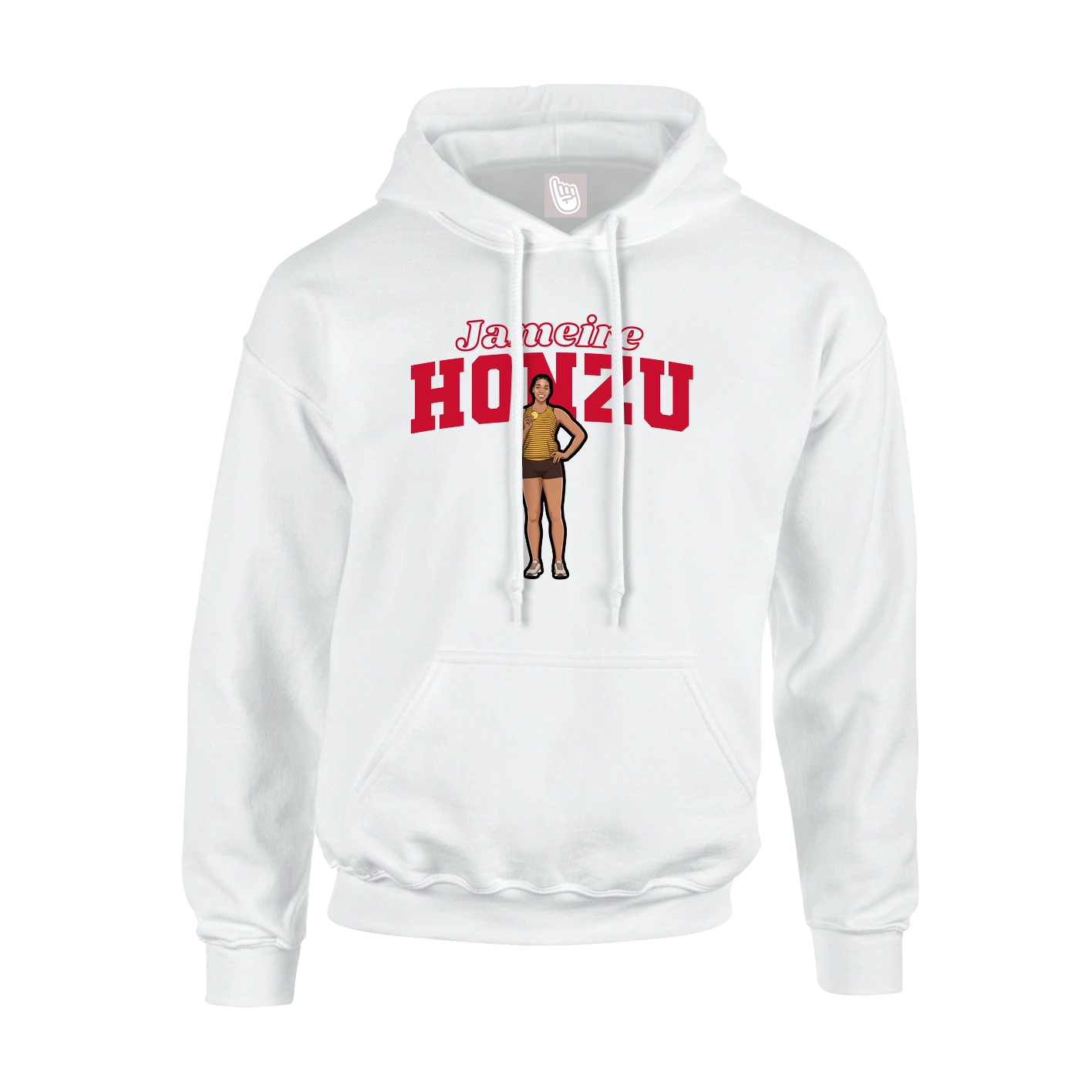 Youth Hoodie — Name Arch in White
