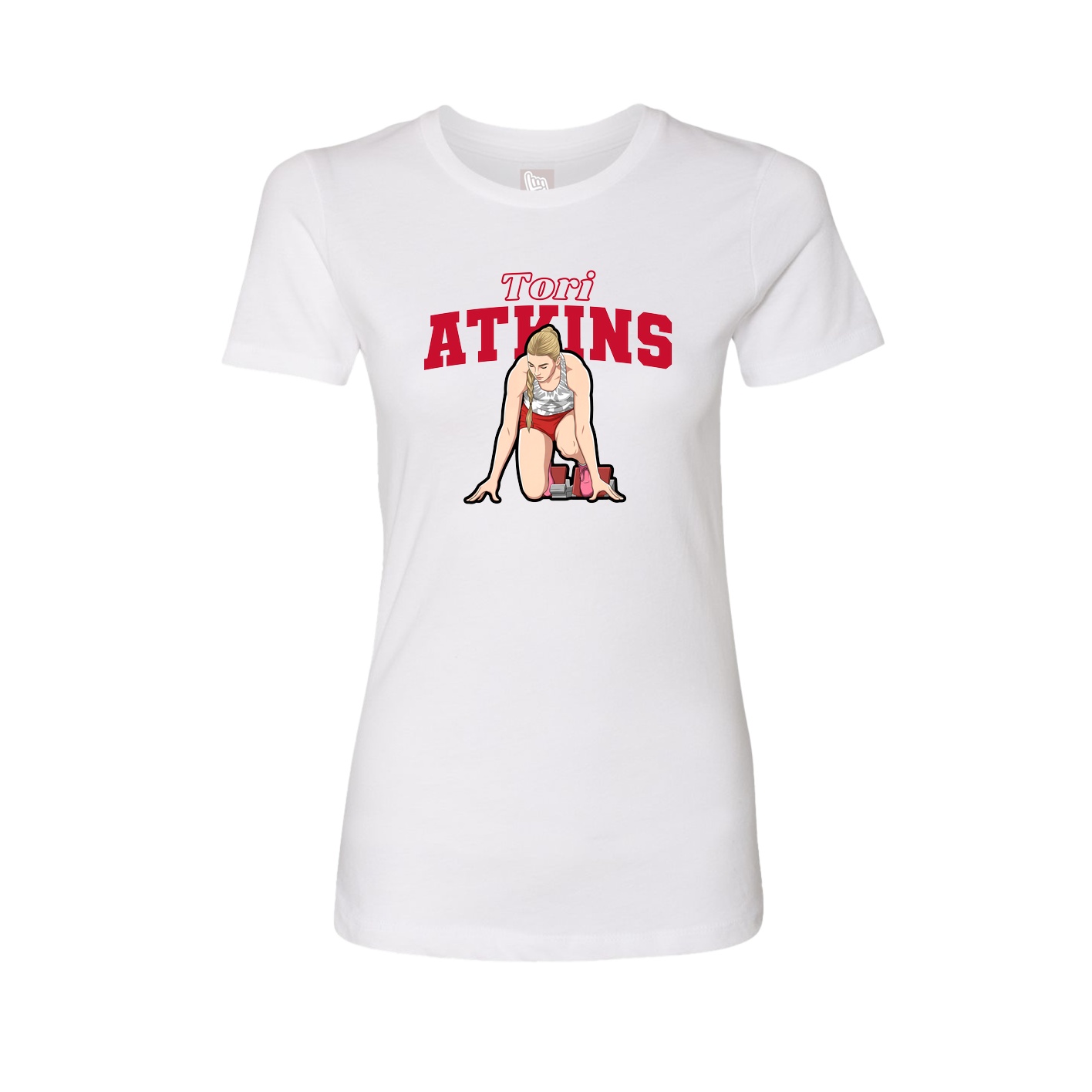 Fitted Women's Tee — Name Arch in White