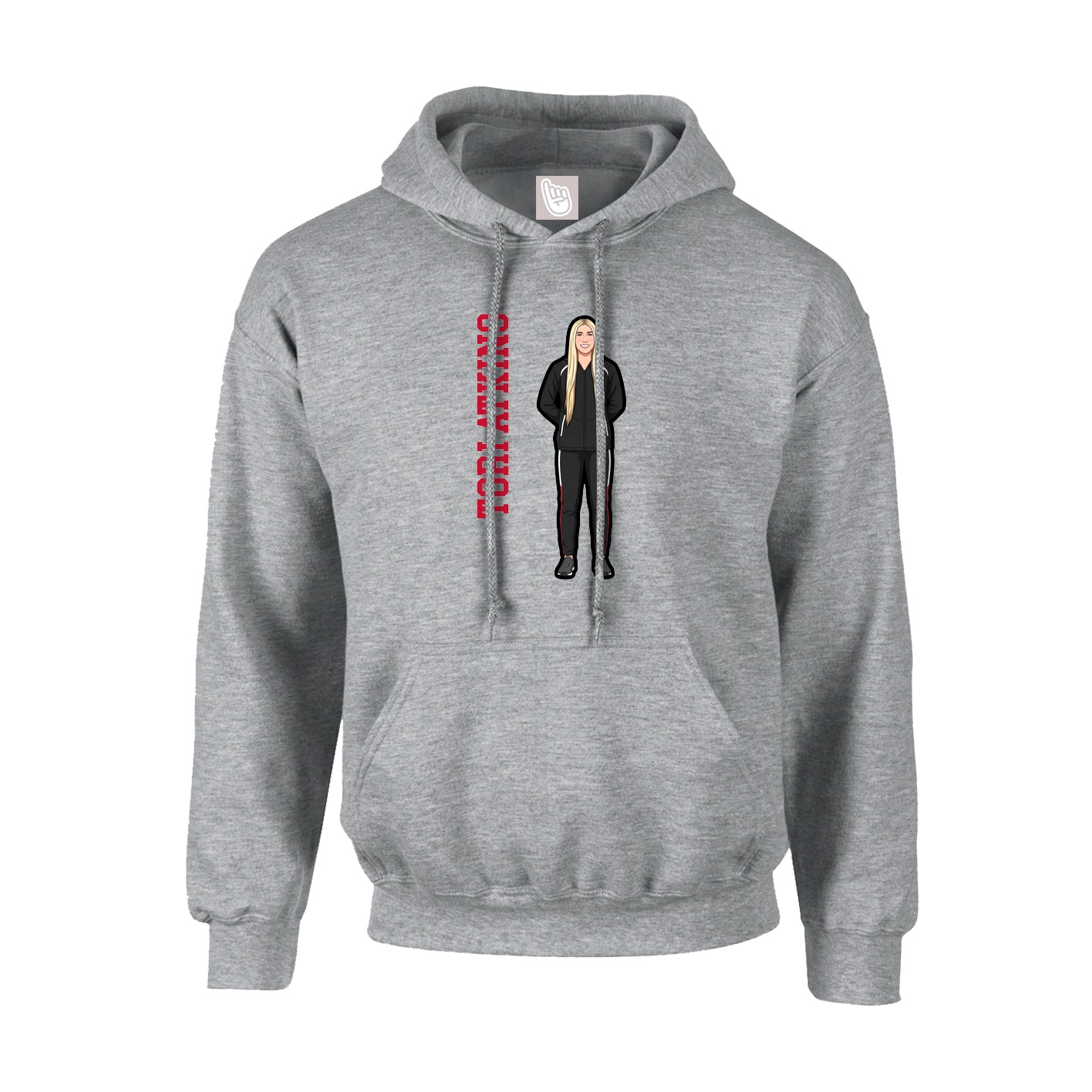 Hoodie — Name Vertical in Grey