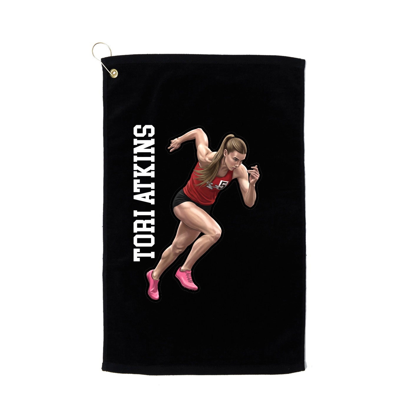 Golf Towel — Name Vertical in Black