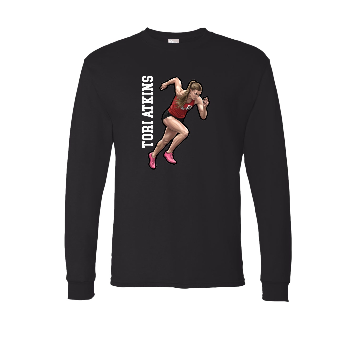 Long Sleeve Tee — Name Vertical in Black