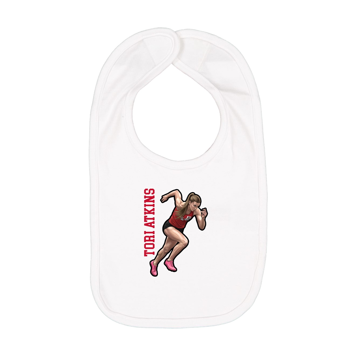 Infant Bib — Name Vertical in White
