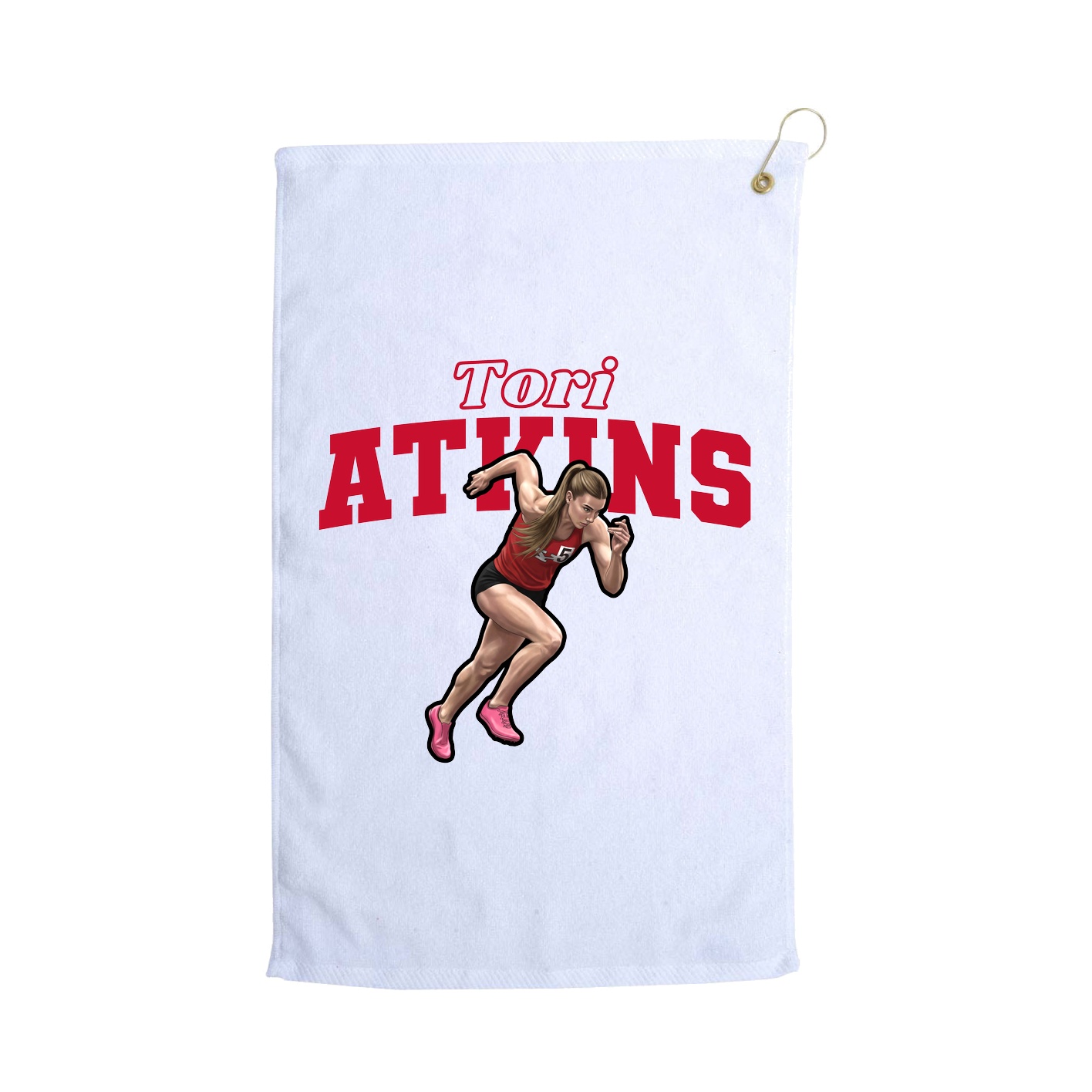 Golf Towel — Name Arch in White