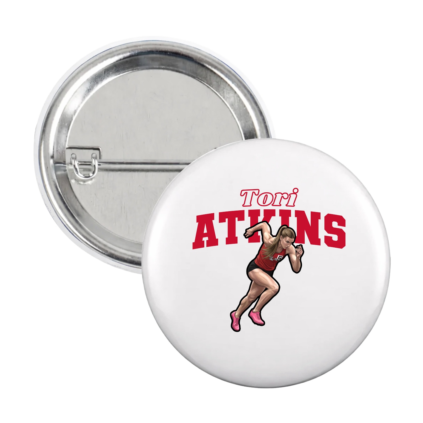 Game Day Button — Name Arch in White